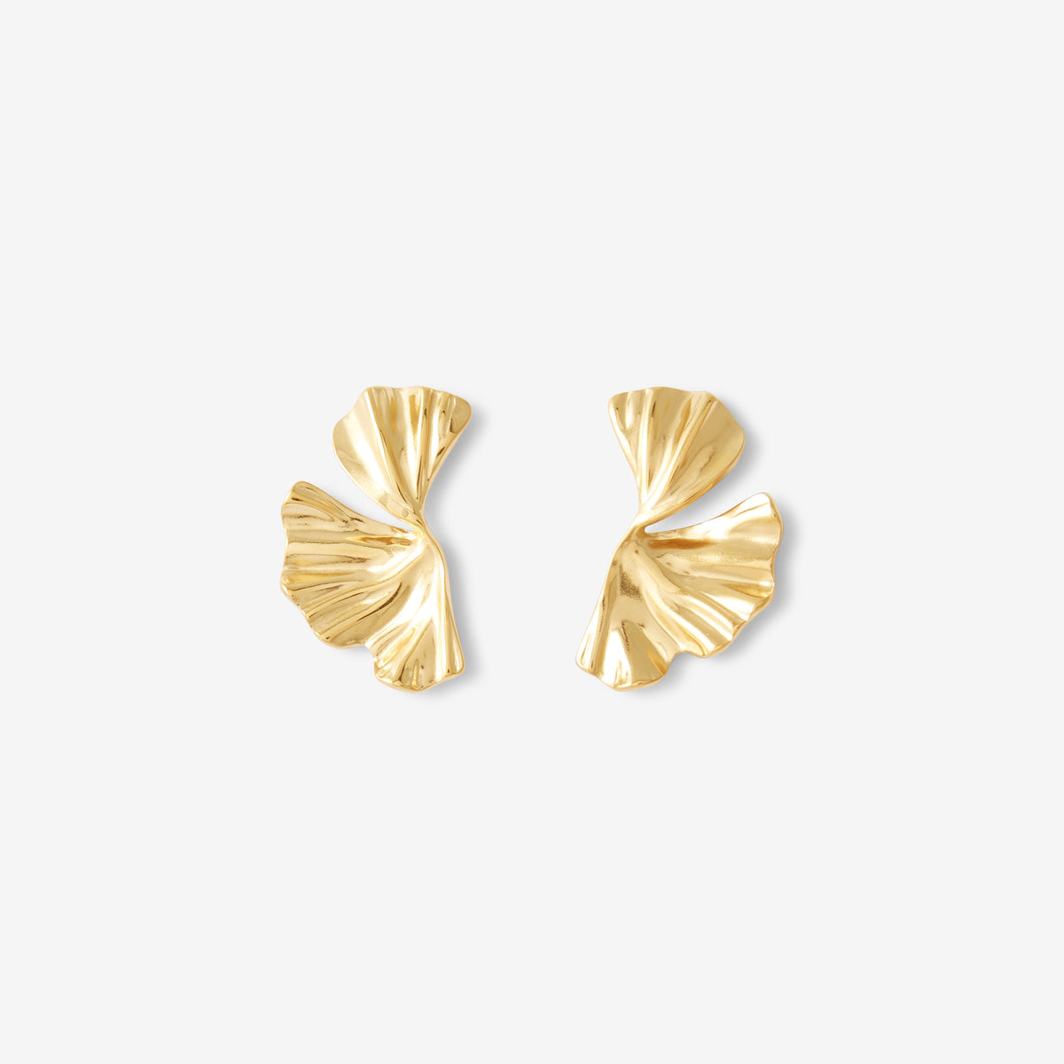 Boucles d'oreilles feuilles de ginkgo acier inoxydable