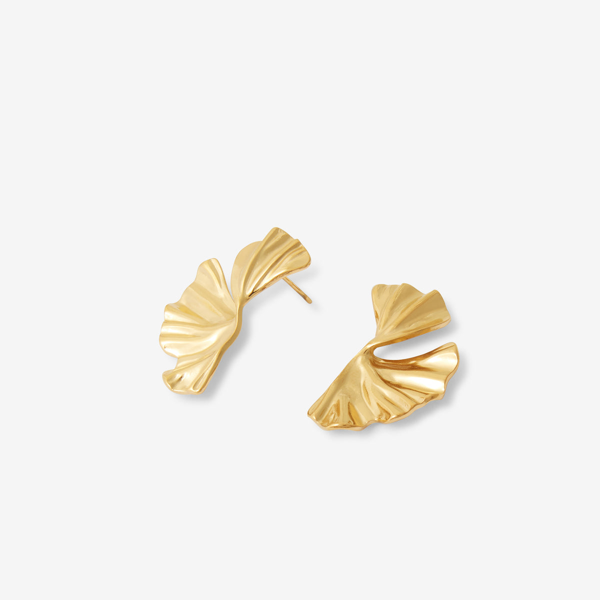 Boucles d'oreilles feuilles de ginkgo acier inoxydable