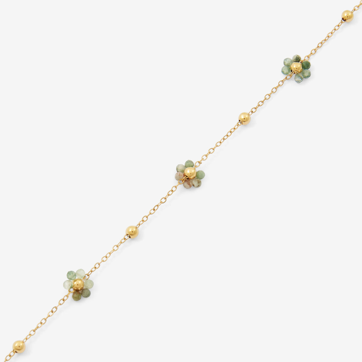 Bracelet chaine acier inoxydable avec fleurs