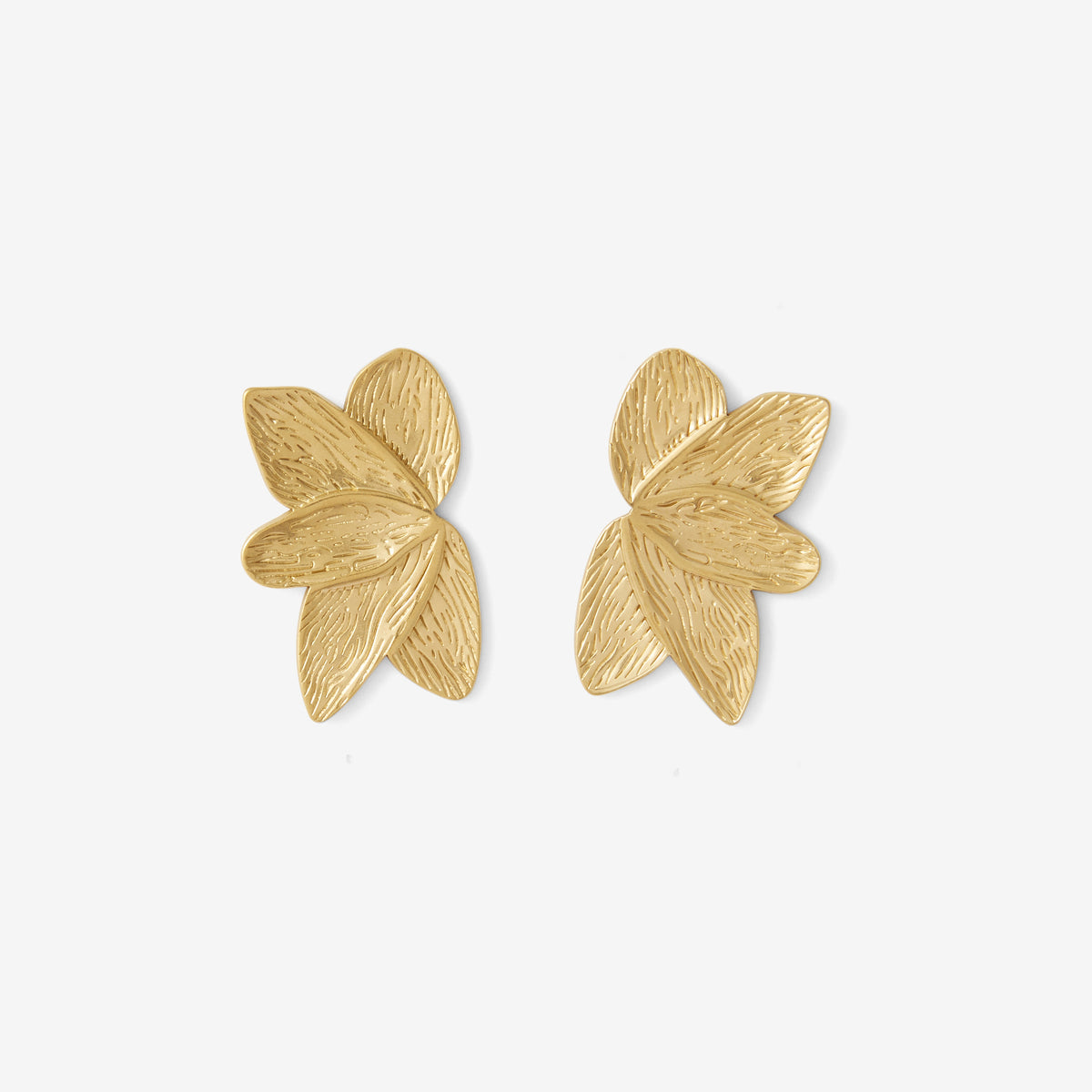Boucles d'oreilles demi-feuilles dorées acier inoxydable