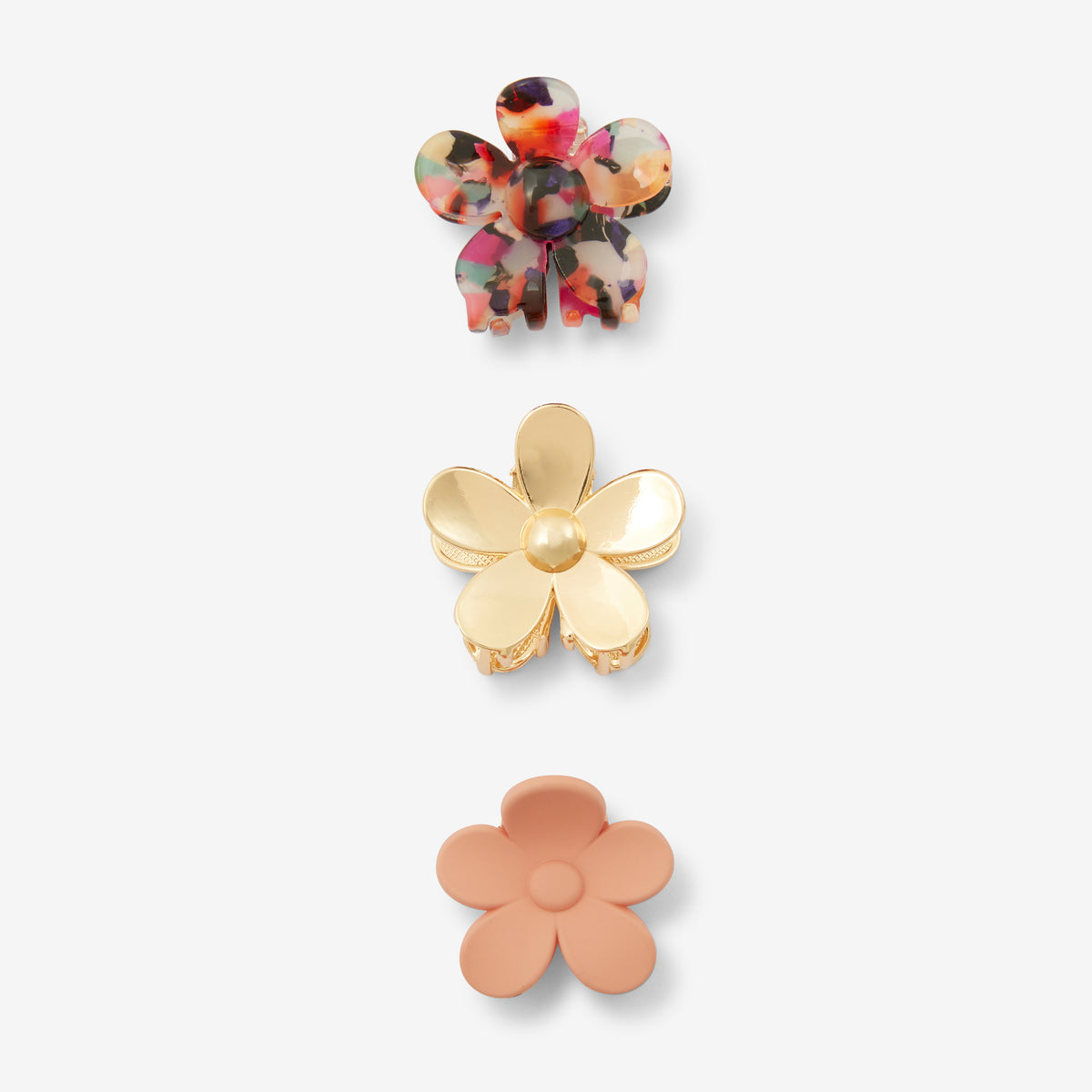 Set de 3 petites pinces fleurs multicolores