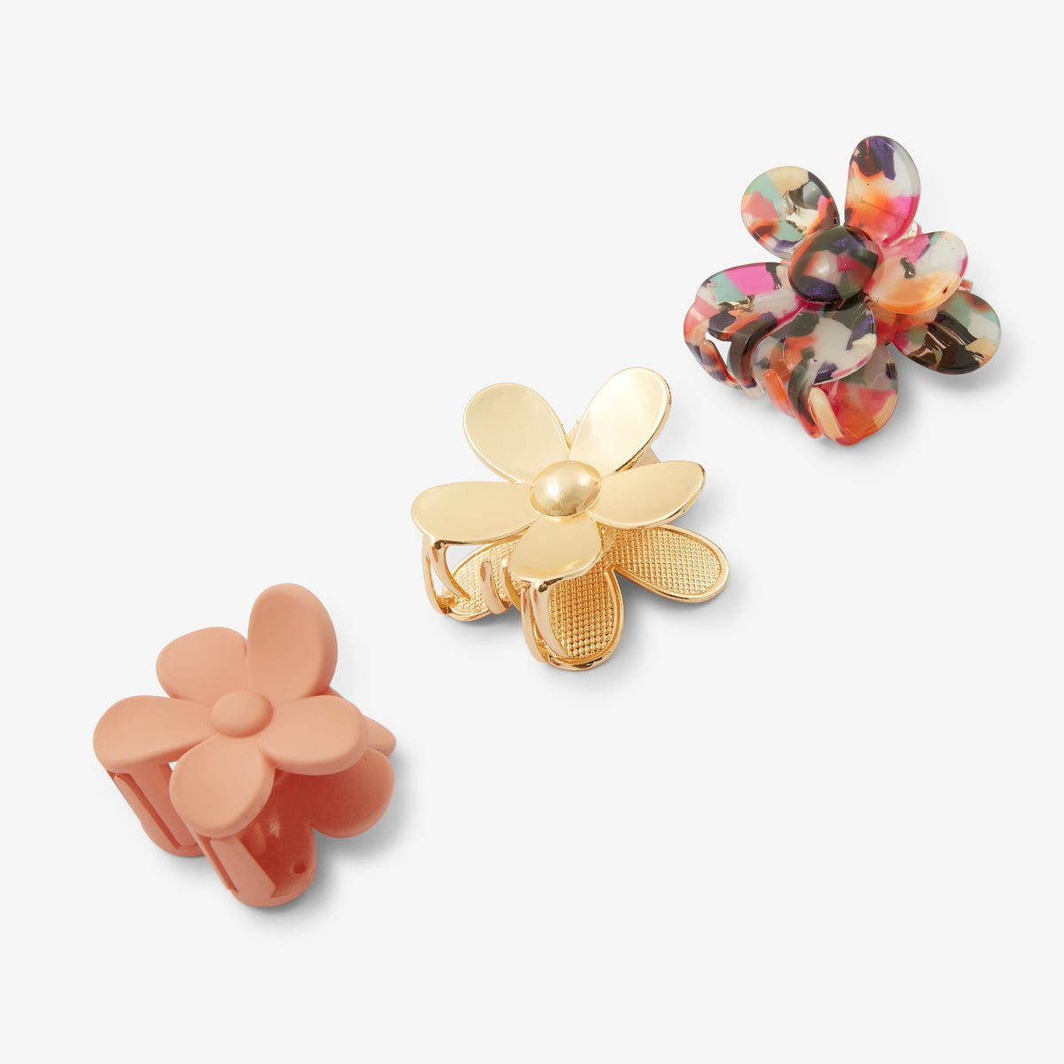 Set de 3 petites pinces fleurs multicolores