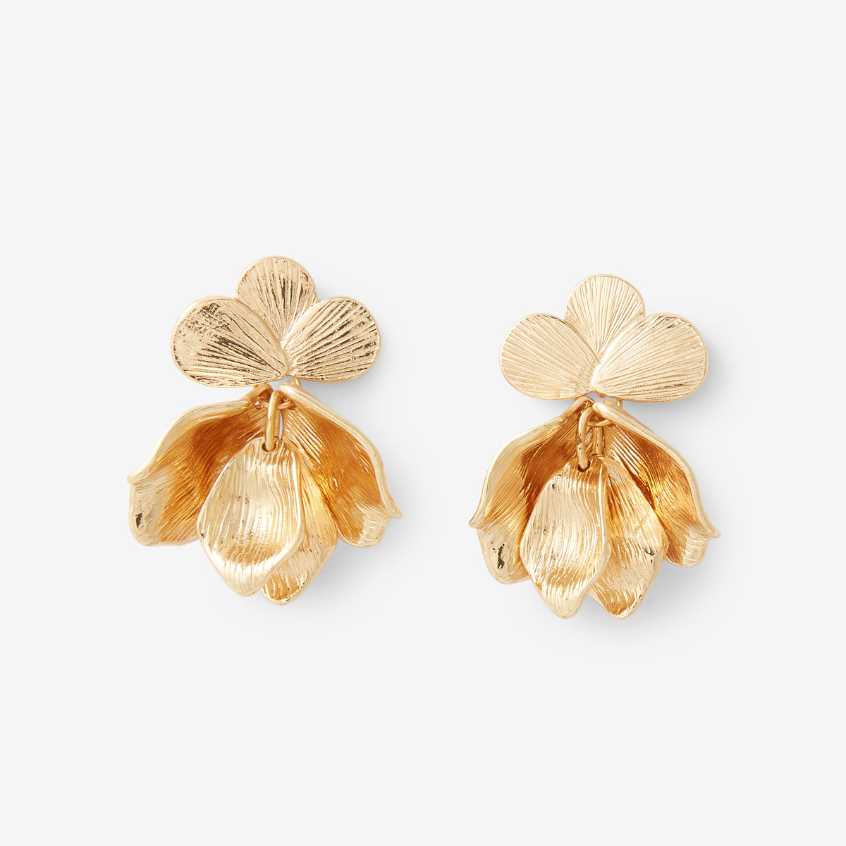 Boucles d'oreilles pétales martelés dorés