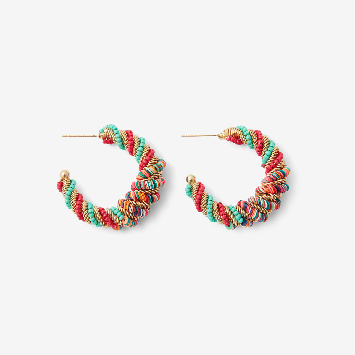 Créoles perles et sequins multicolores