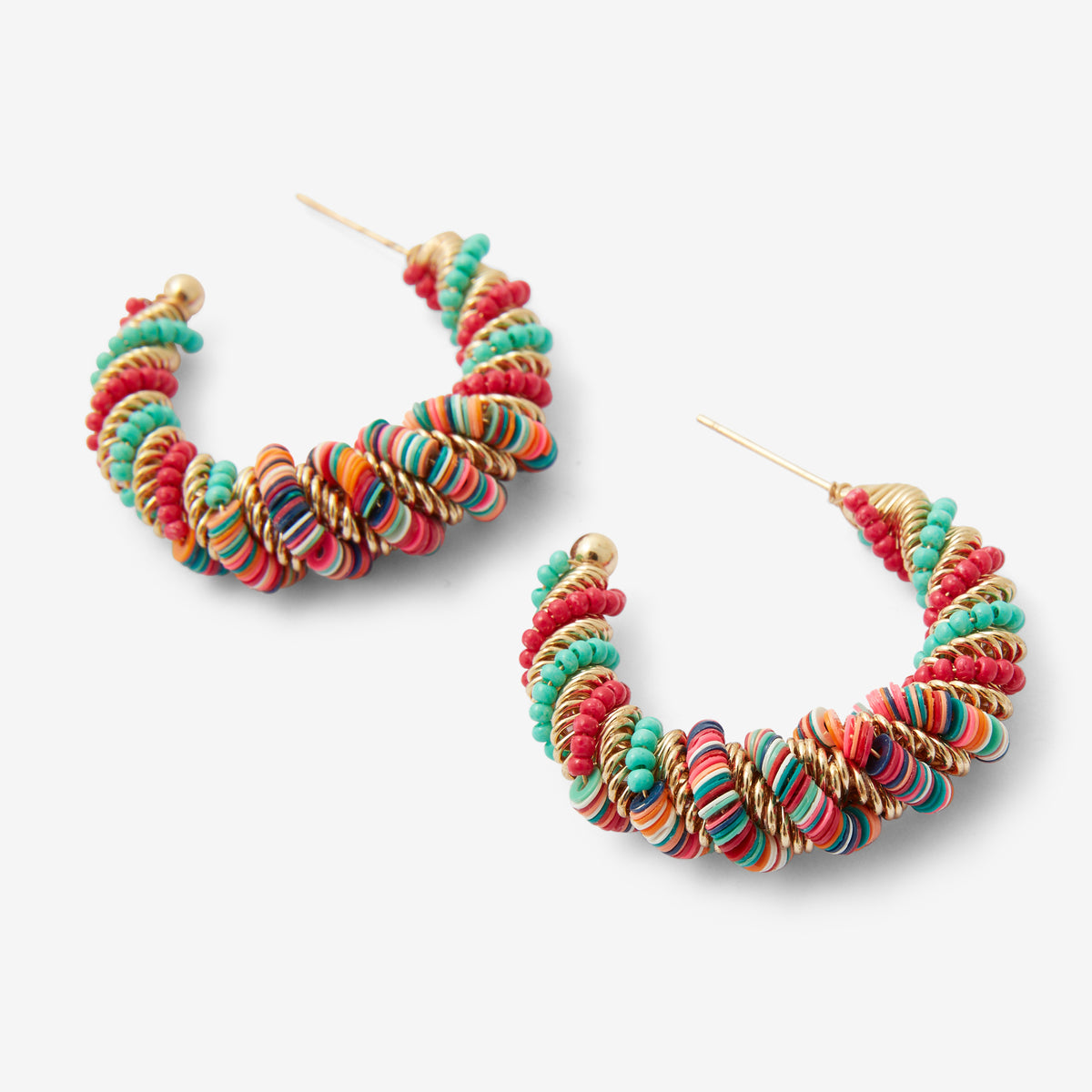 Créoles perles et sequins multicolores