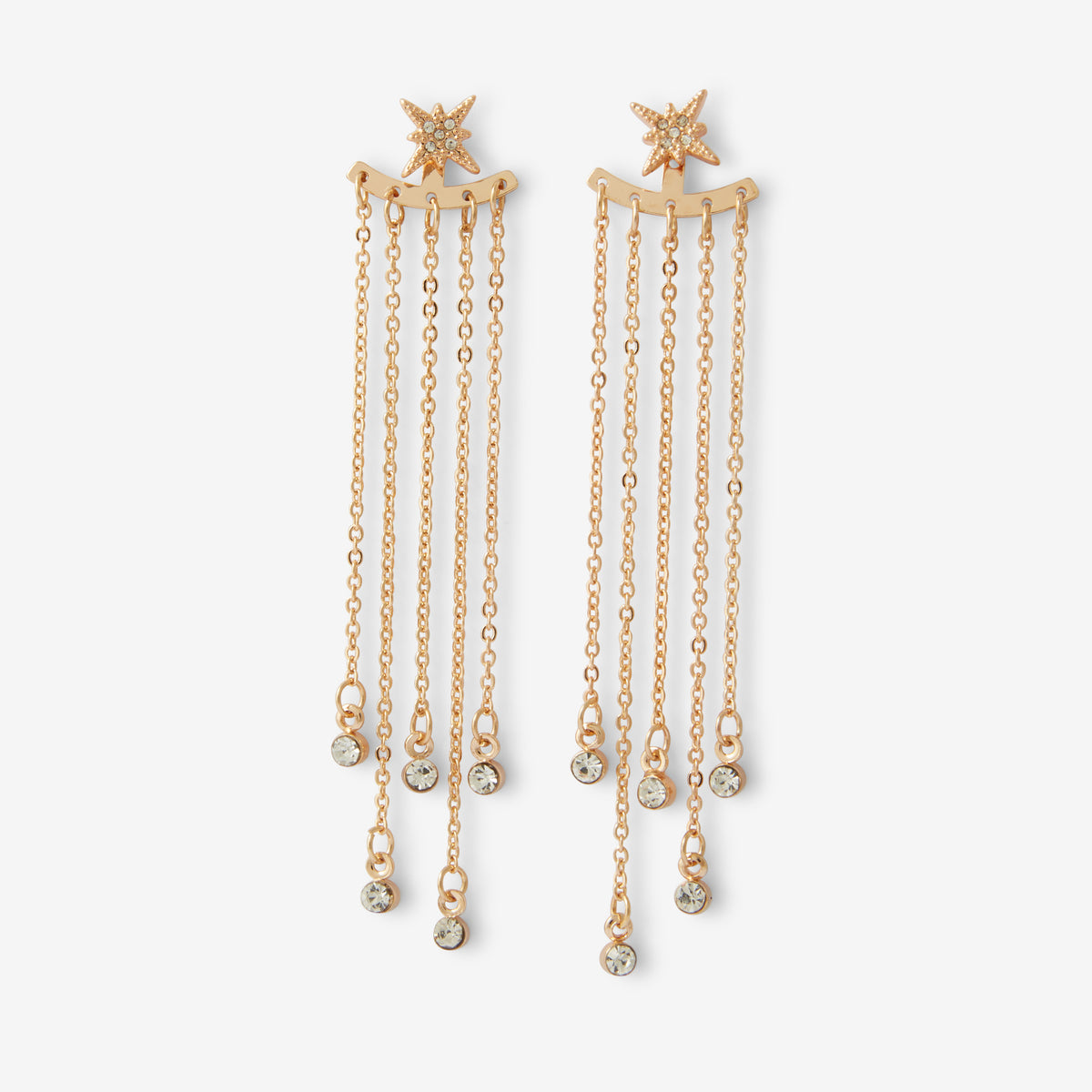 Boucles d'oreilles longues chaîne à strass