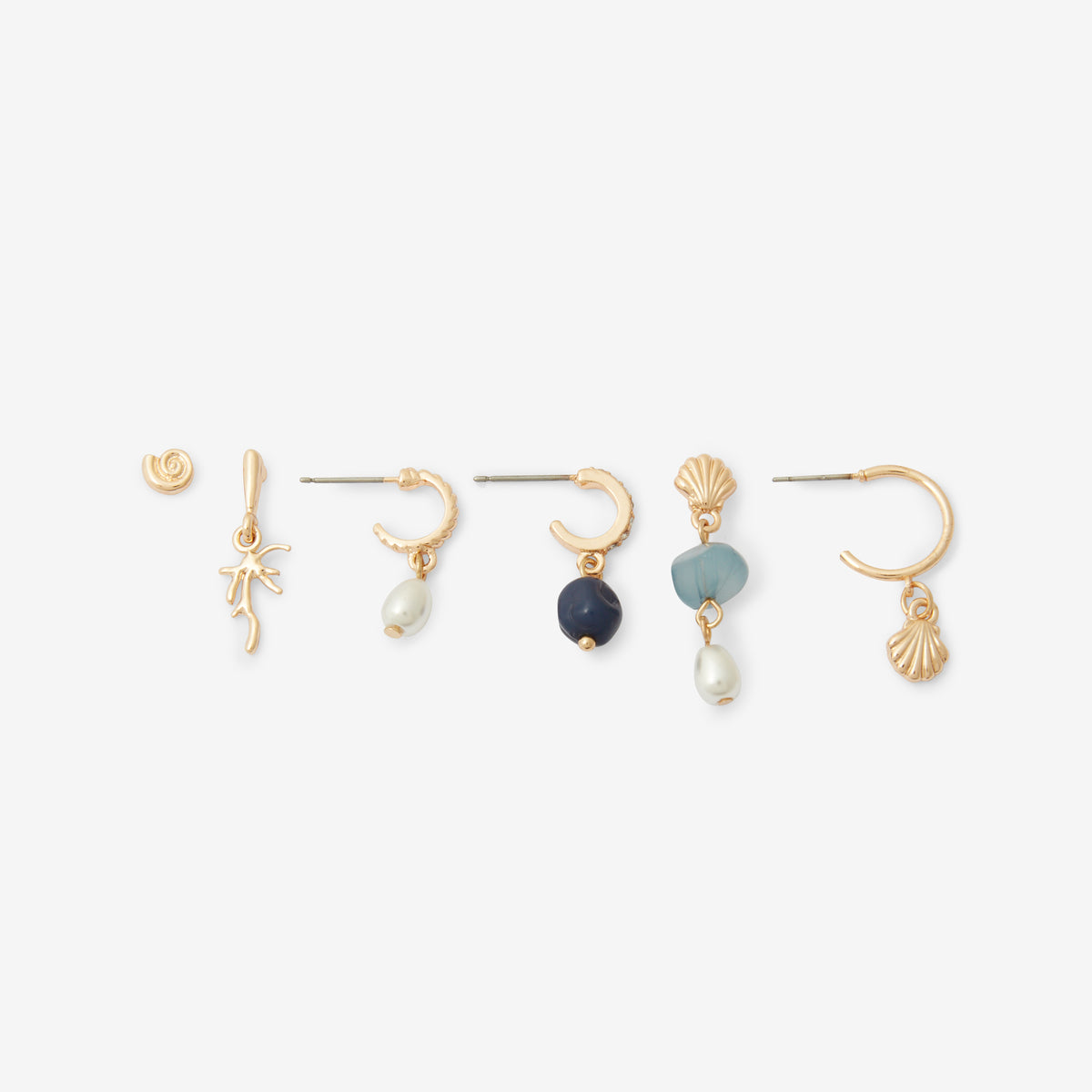 Set x6 boucles d'oreilles motif mer