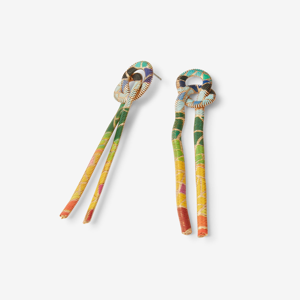 Boucles d'oreilles chaines nouées imprimées mosaïque Balagane