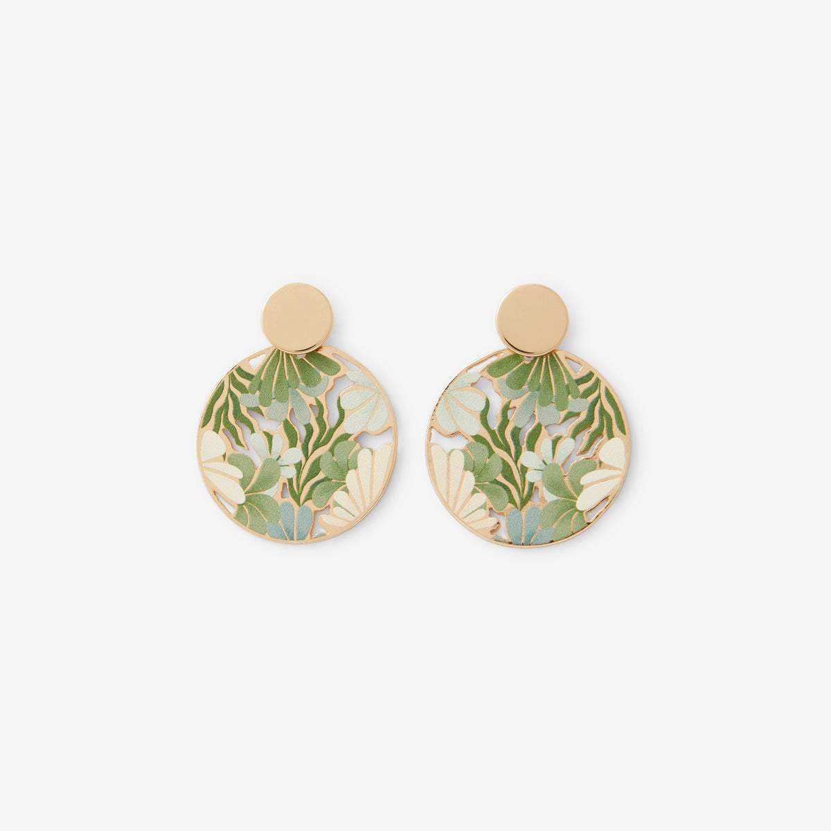 Boucles d’oreilles Balagane rondes ajourées à imprimé floral