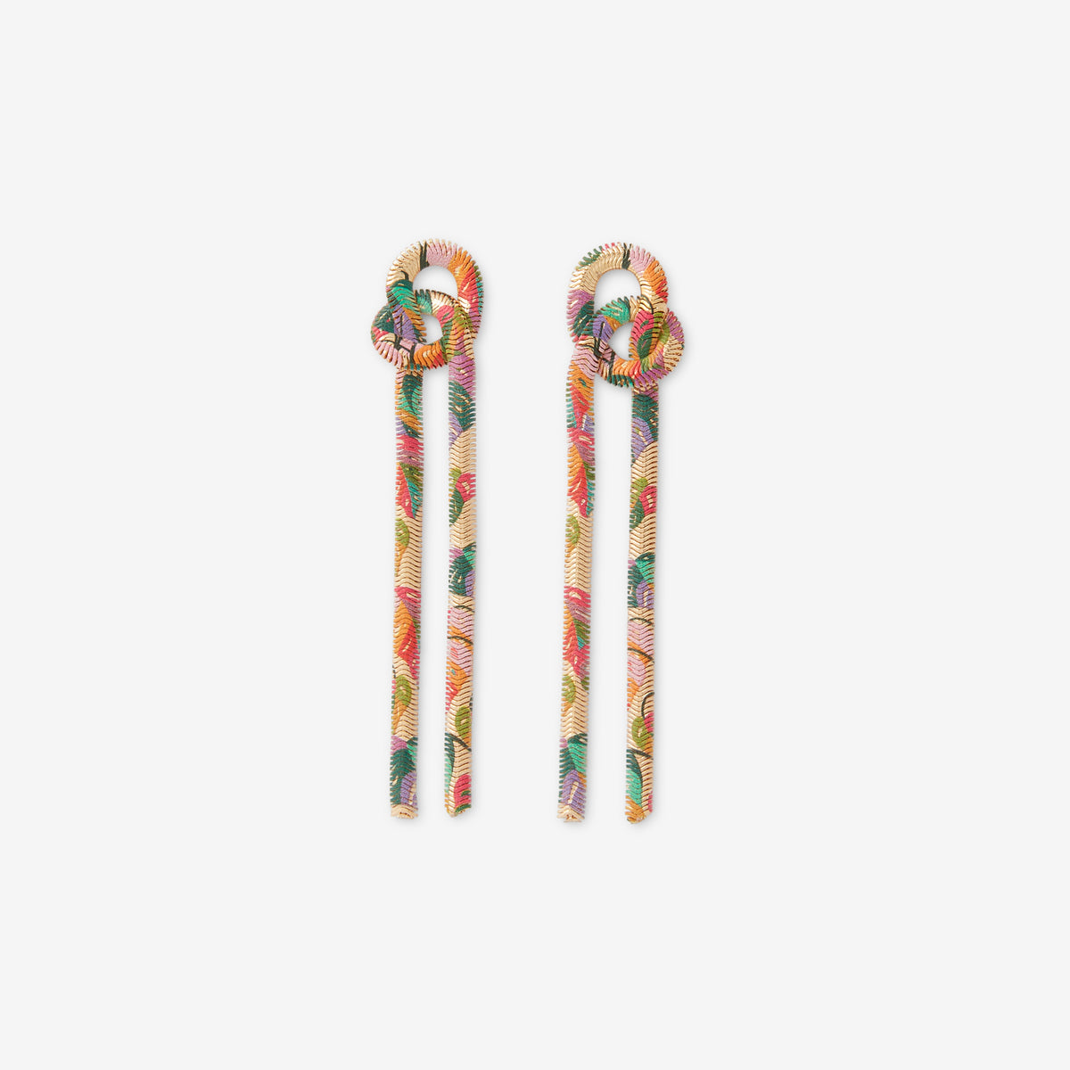 Boucles d'oreilles chaines nouées imprimées tropical Balagane