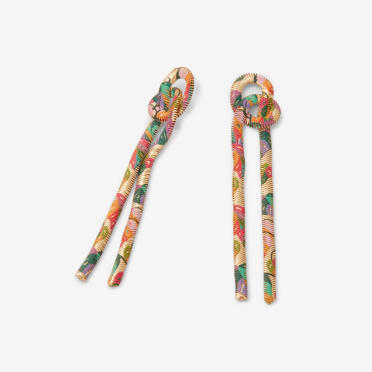 Boucles d'oreilles chaines nouées imprimées tropical Balagane