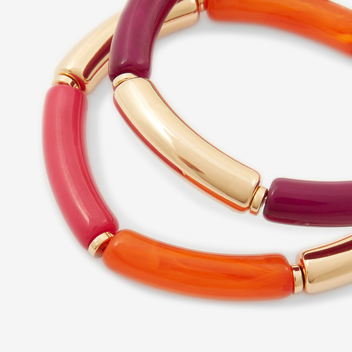 Set x2 bracelets tubes en résine multicolore