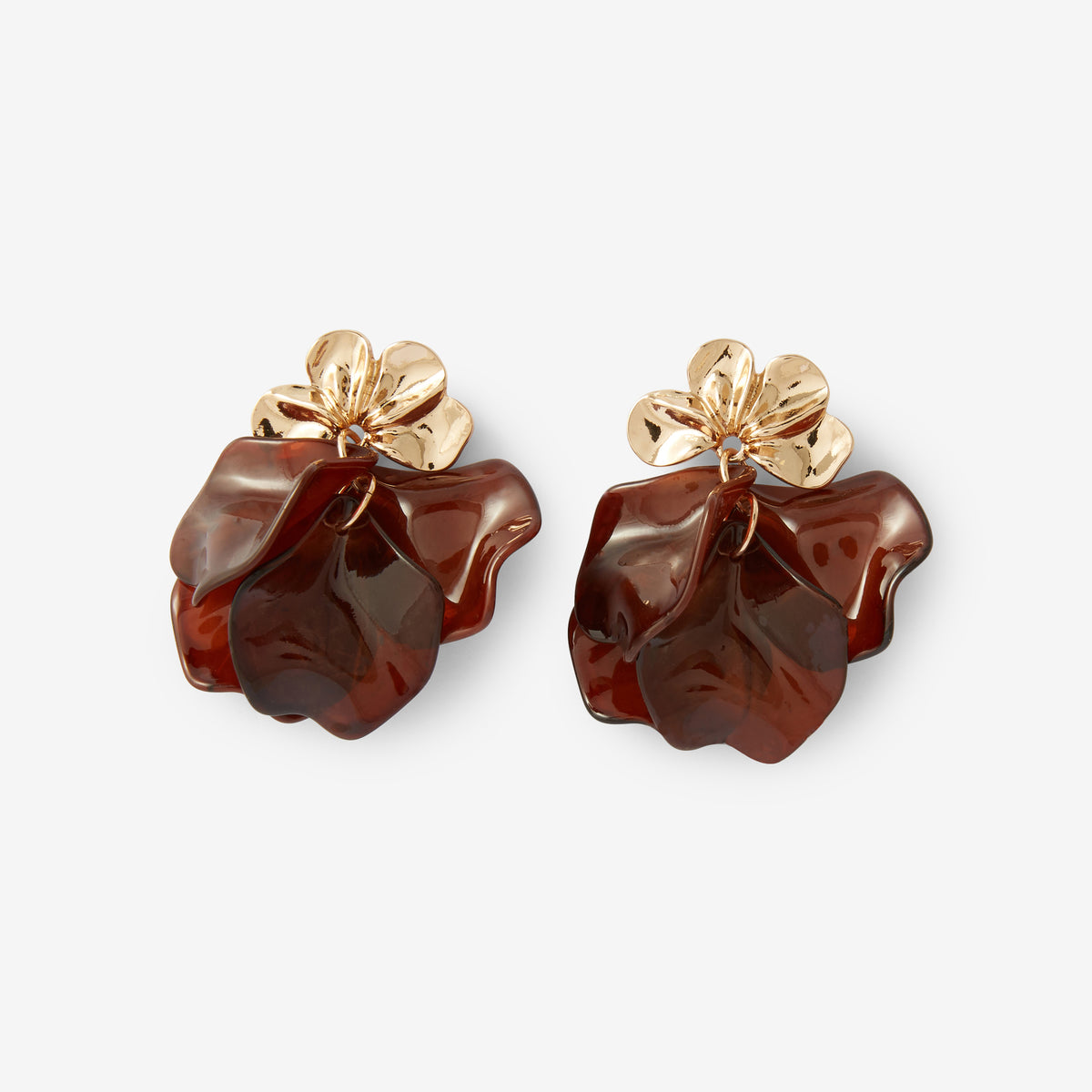 Boucles d'oreilles pendantes à pétales marron