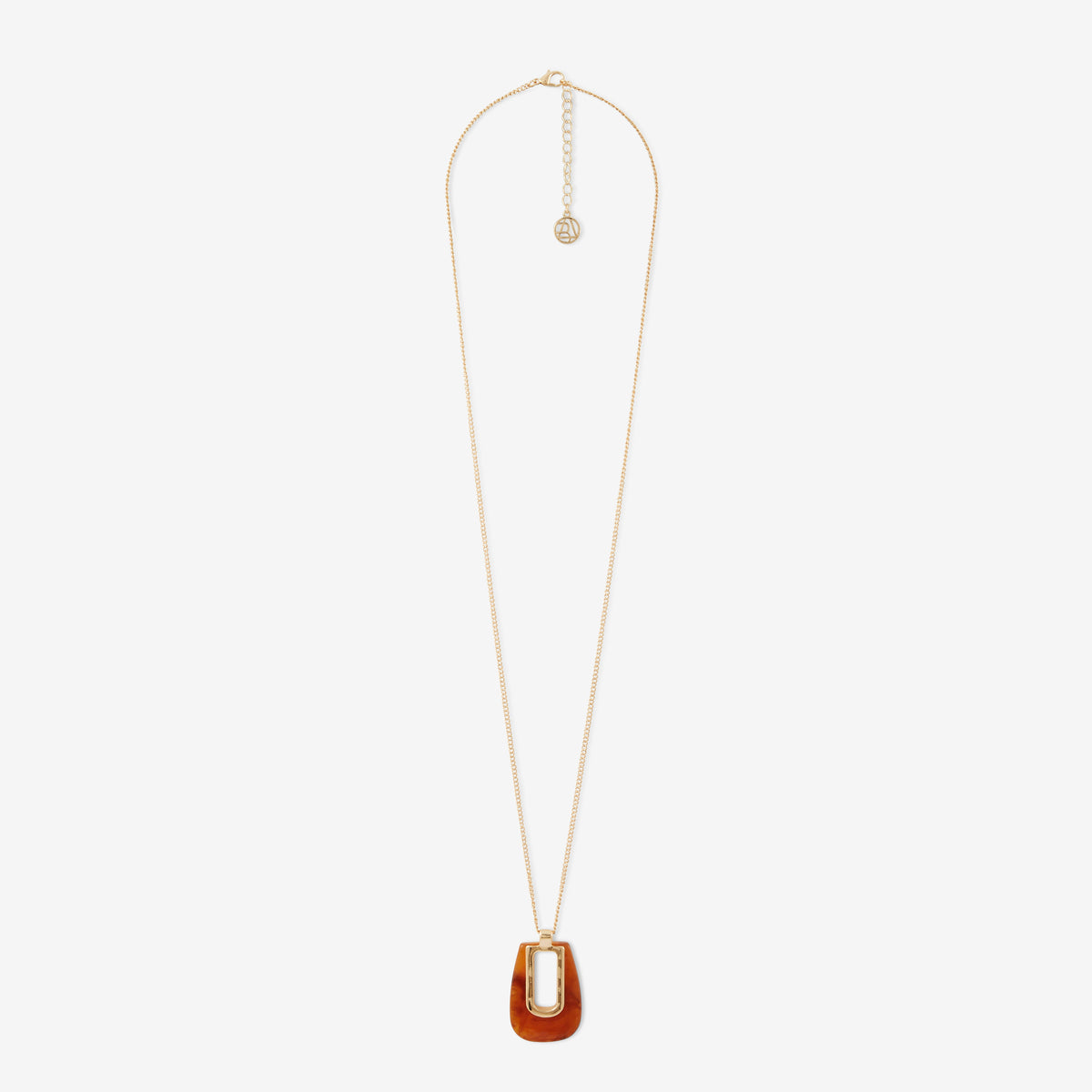 Collier long à pendentif en résine marron