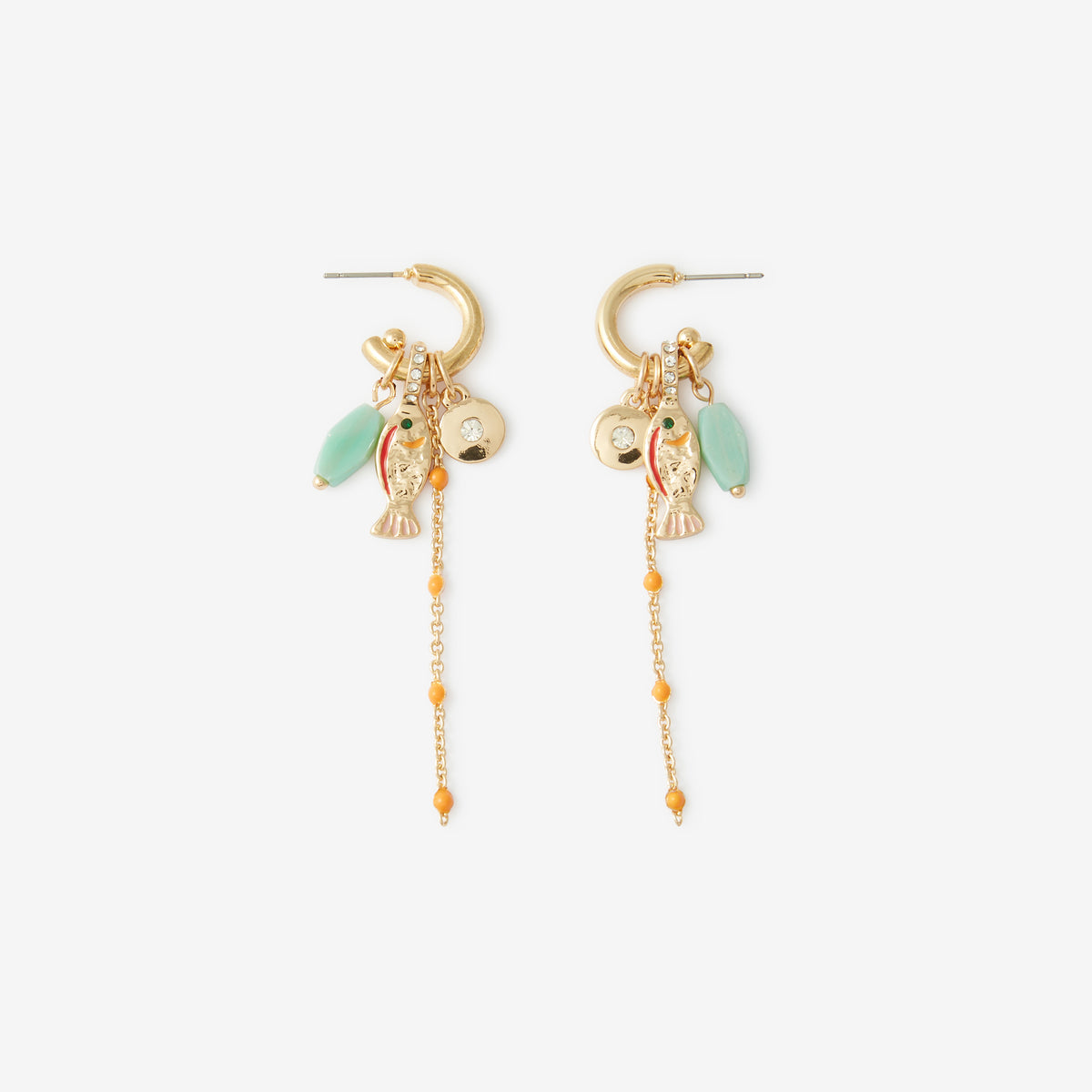 Boucles d'oreilles longues avec charms poisson