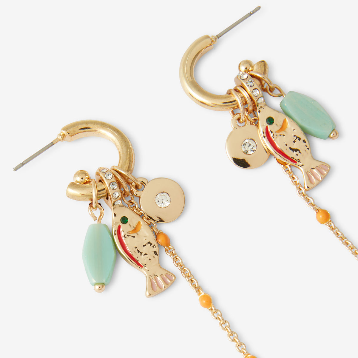 Boucles d'oreilles longues avec charms poisson