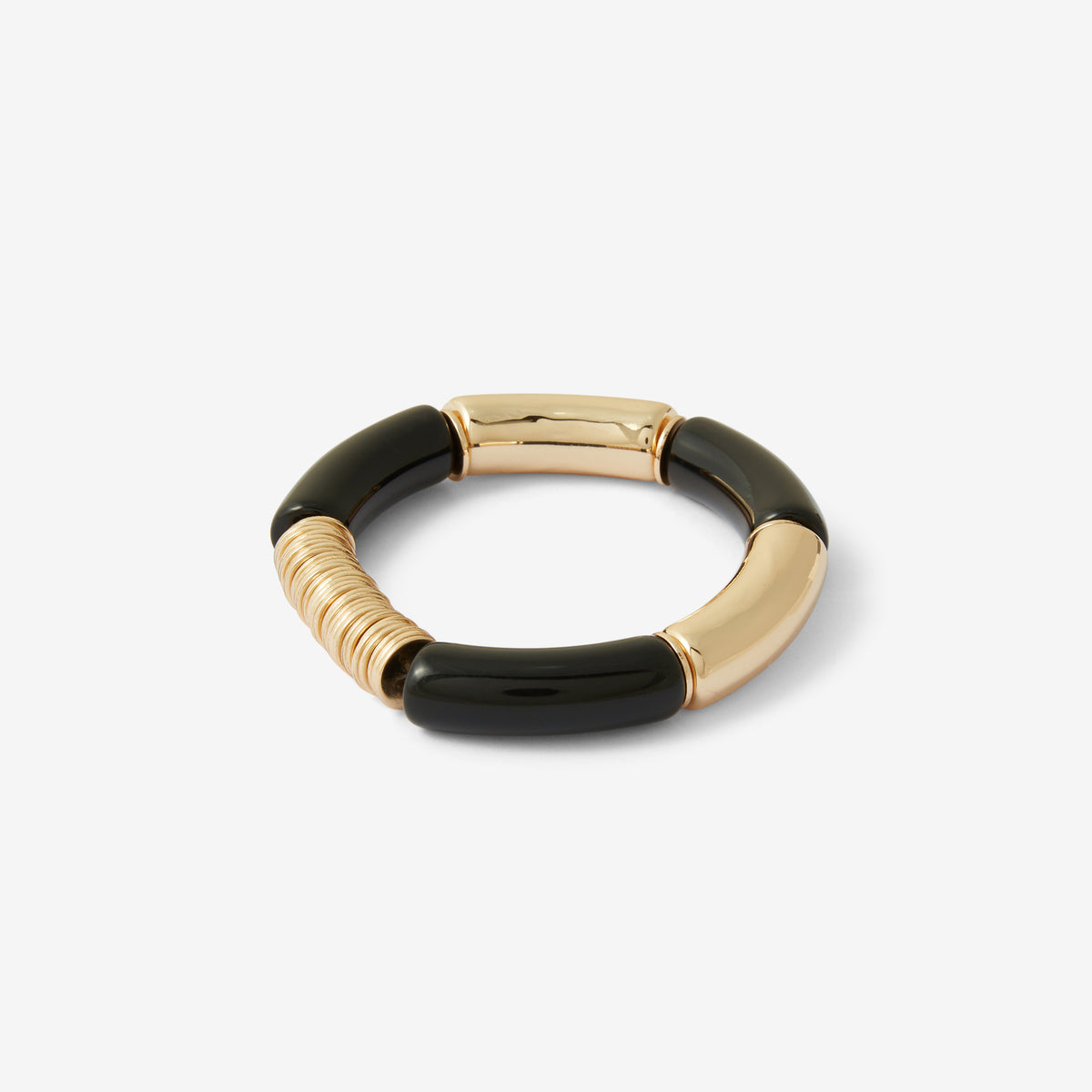 Bracelet élastique tube noir et doré
