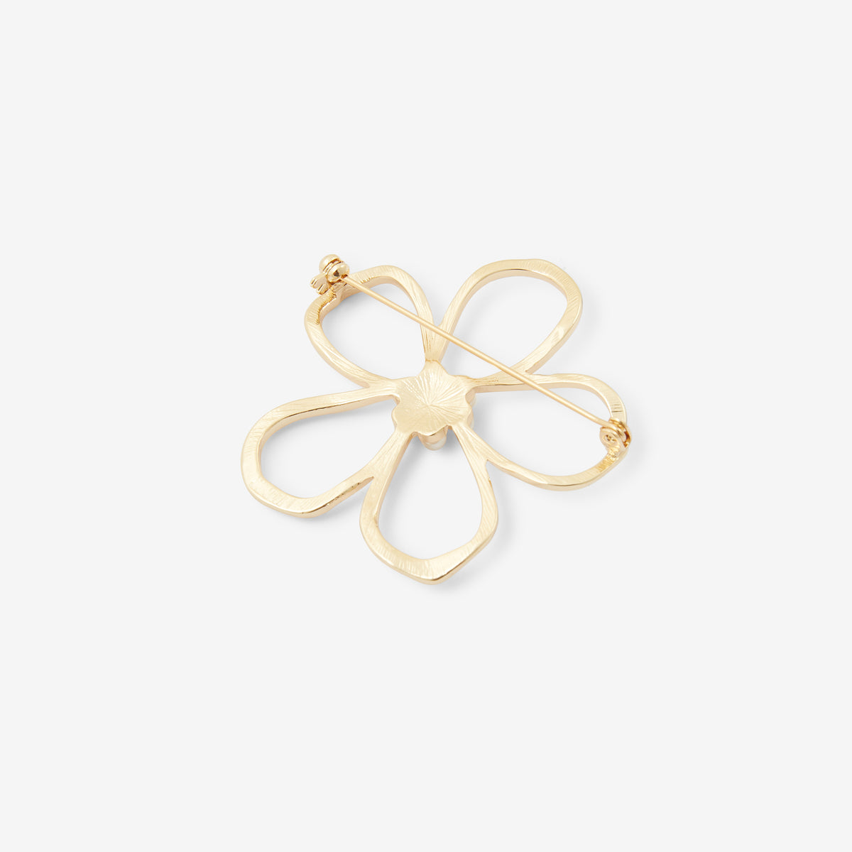 Broche fleur dorée avec perles d'imitation