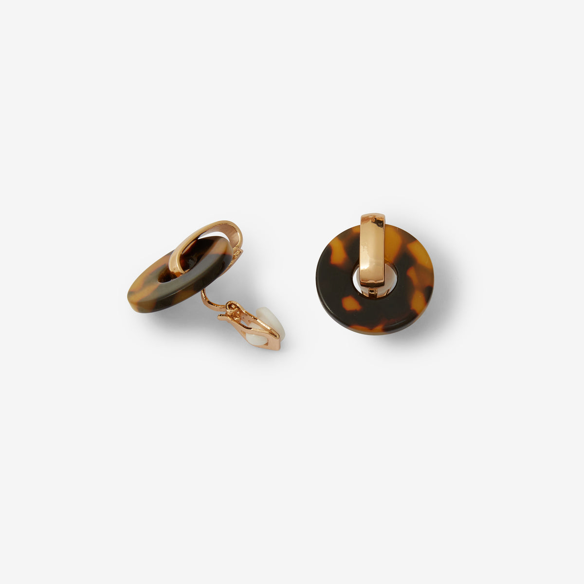 Boucles d'oreilles à clips rondes effet écaille marron