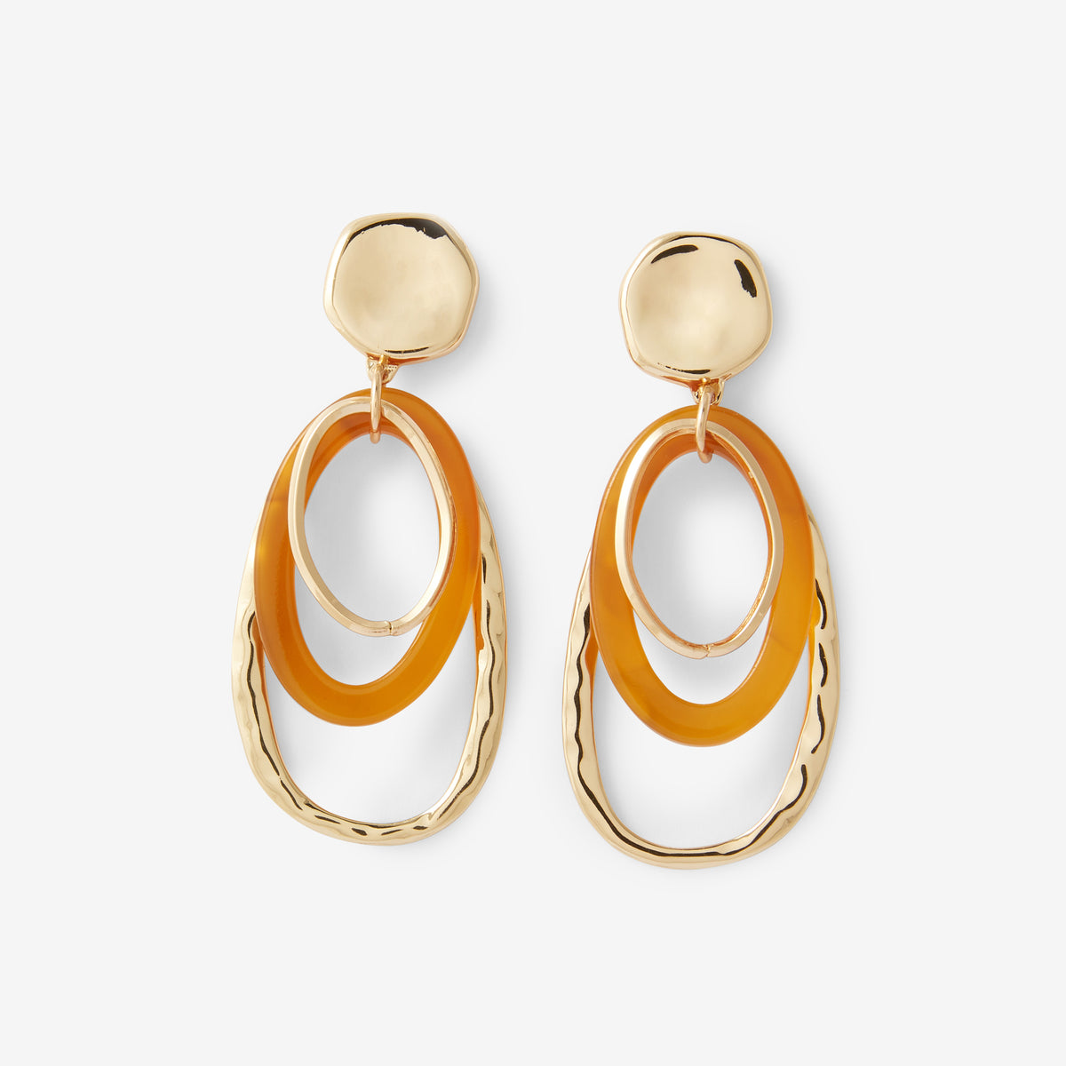 Boucles d'oreilles pendantes ovales coloris moutarde