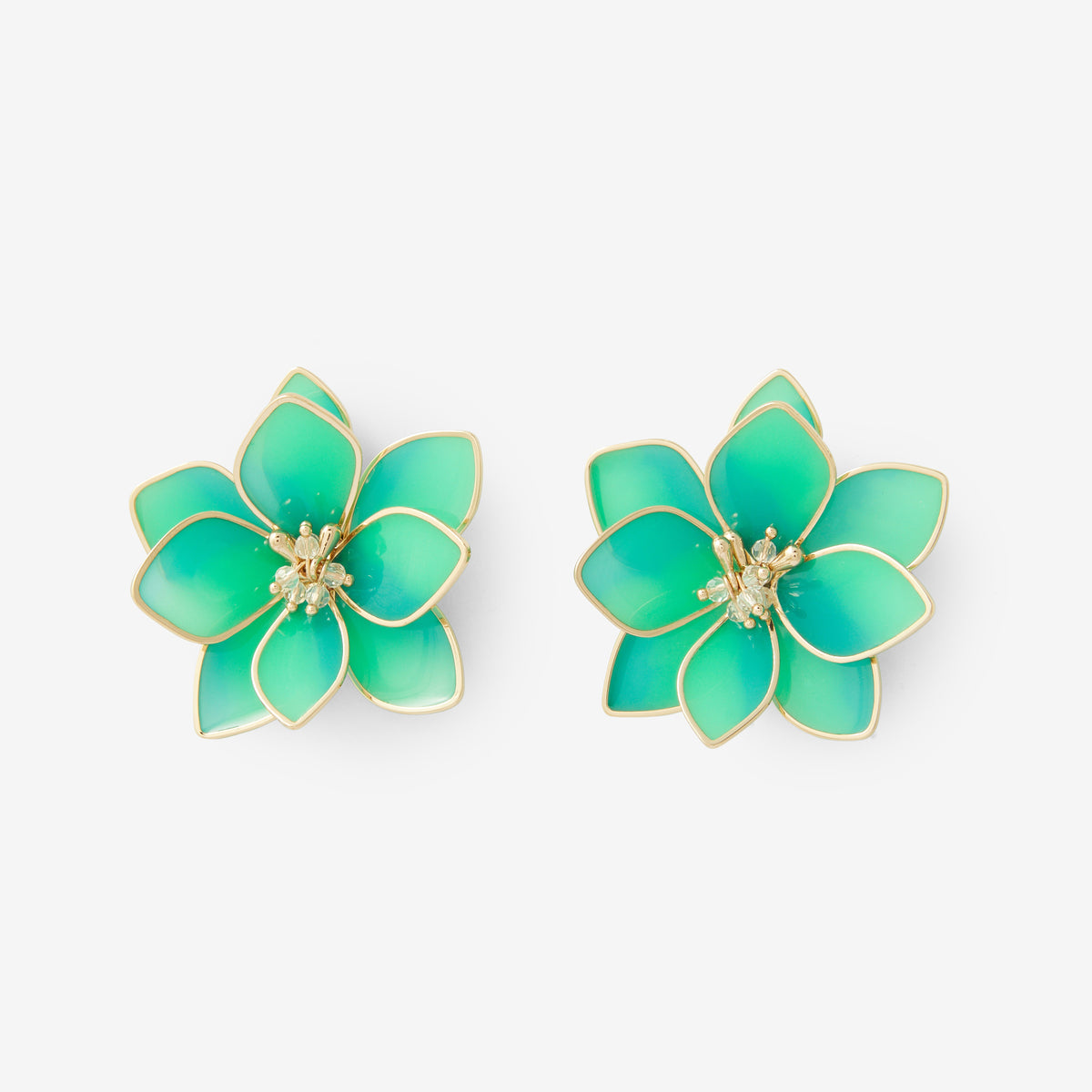 Boucles d'oreilles fleurs vertes