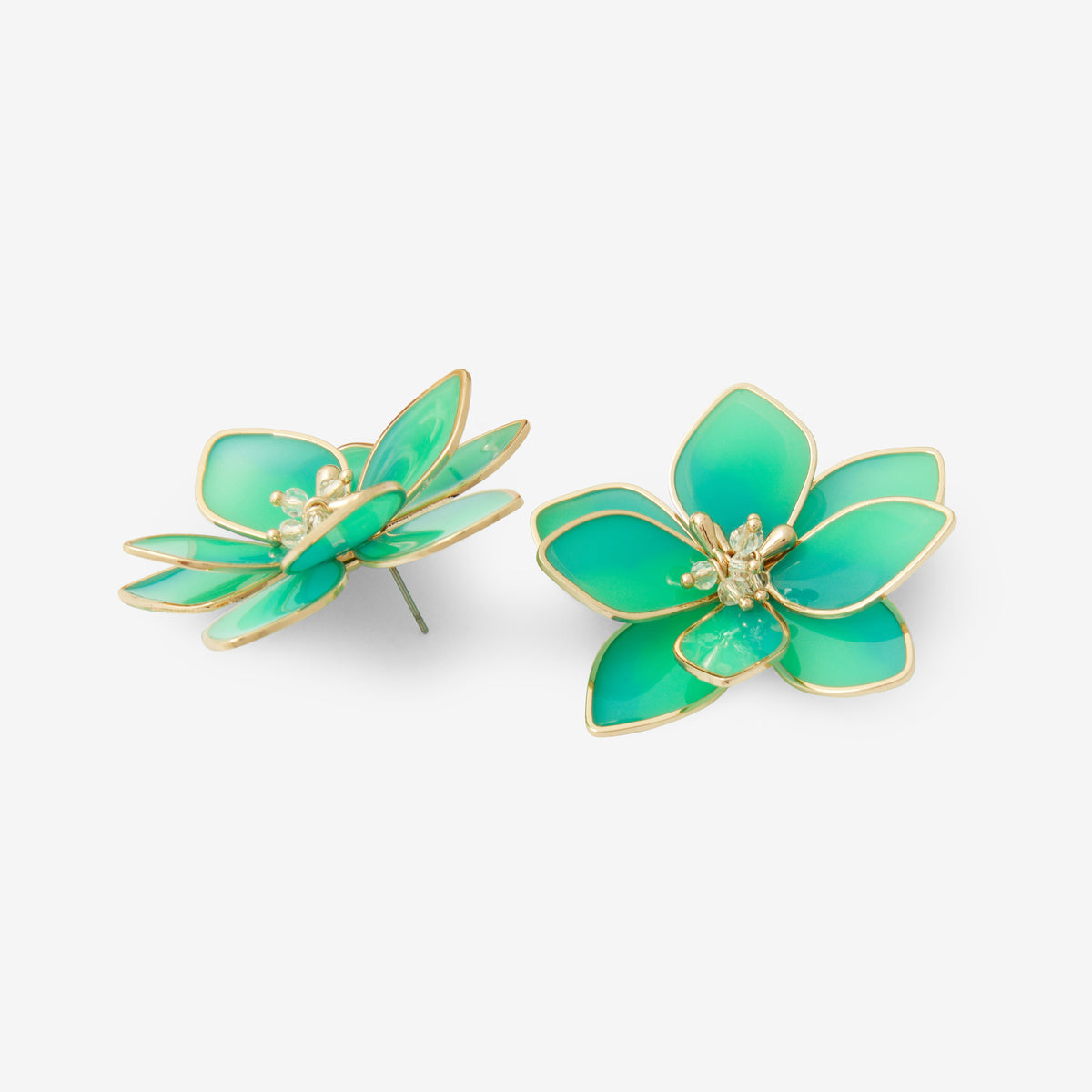 Boucles d'oreilles fleurs vertes