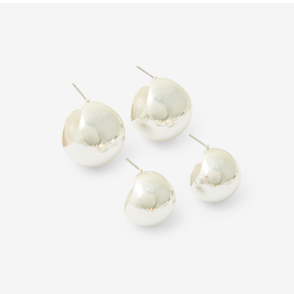 Set x2 paires de créoles boules argentés