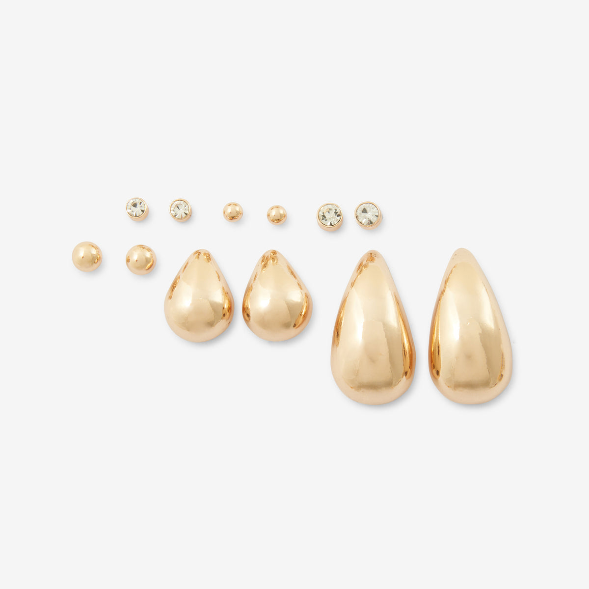 Set de 6 paires de boucles d’oreilles dorées