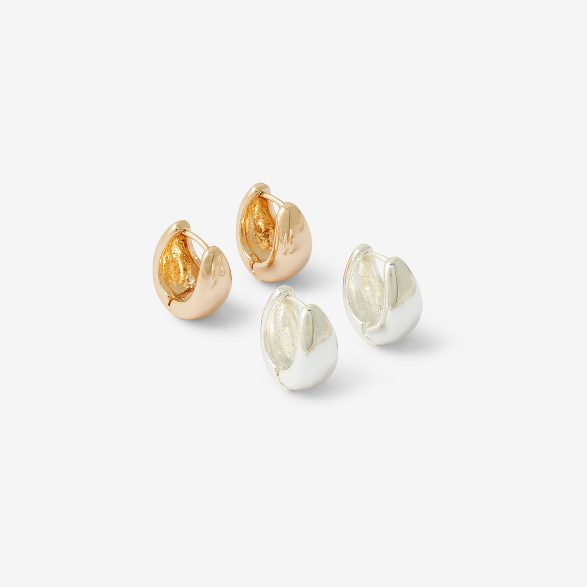Set de 2 petites créoles gouttes articulées