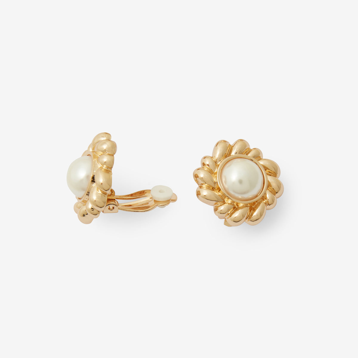 Boucles d'oreilles à clips perle nacré et doré