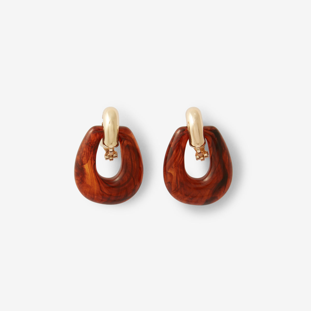 Boucles d'oreilles à clips en résine marron