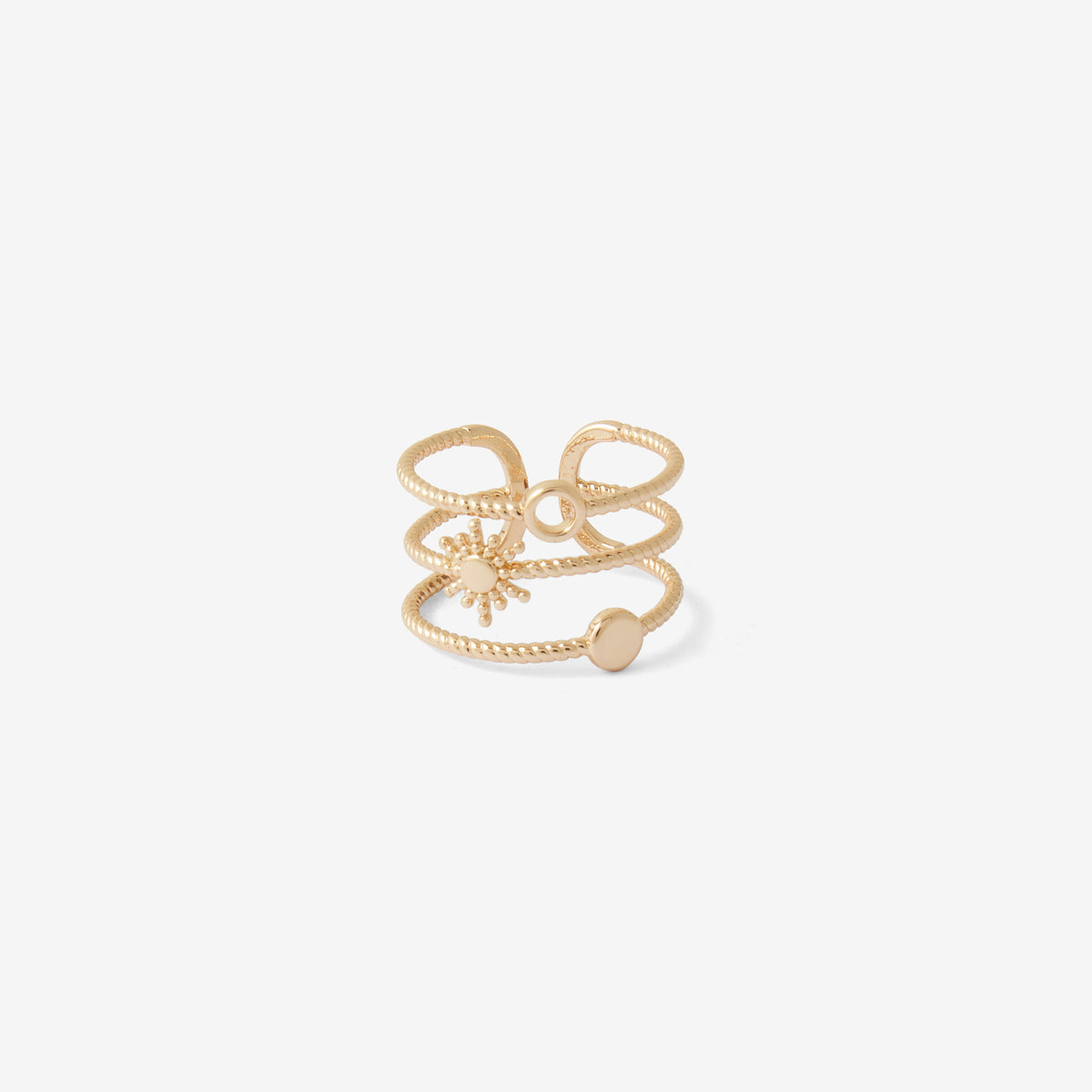 Bague 3 rangs avec soleil