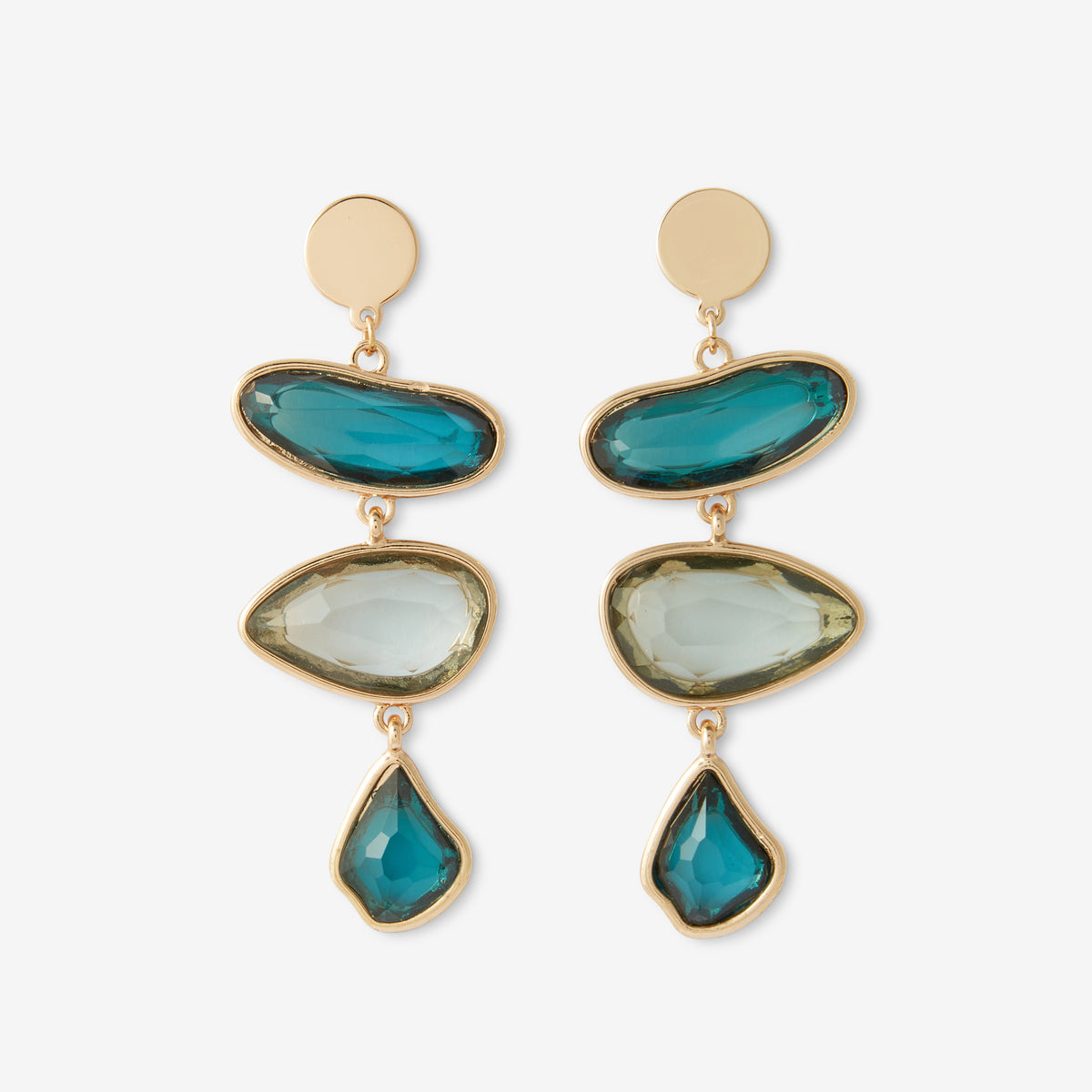 Boucles d'oreilles longues à grandes facettes vertes