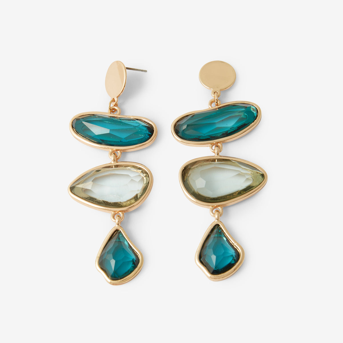 Boucles d'oreilles longues à grandes facettes vertes