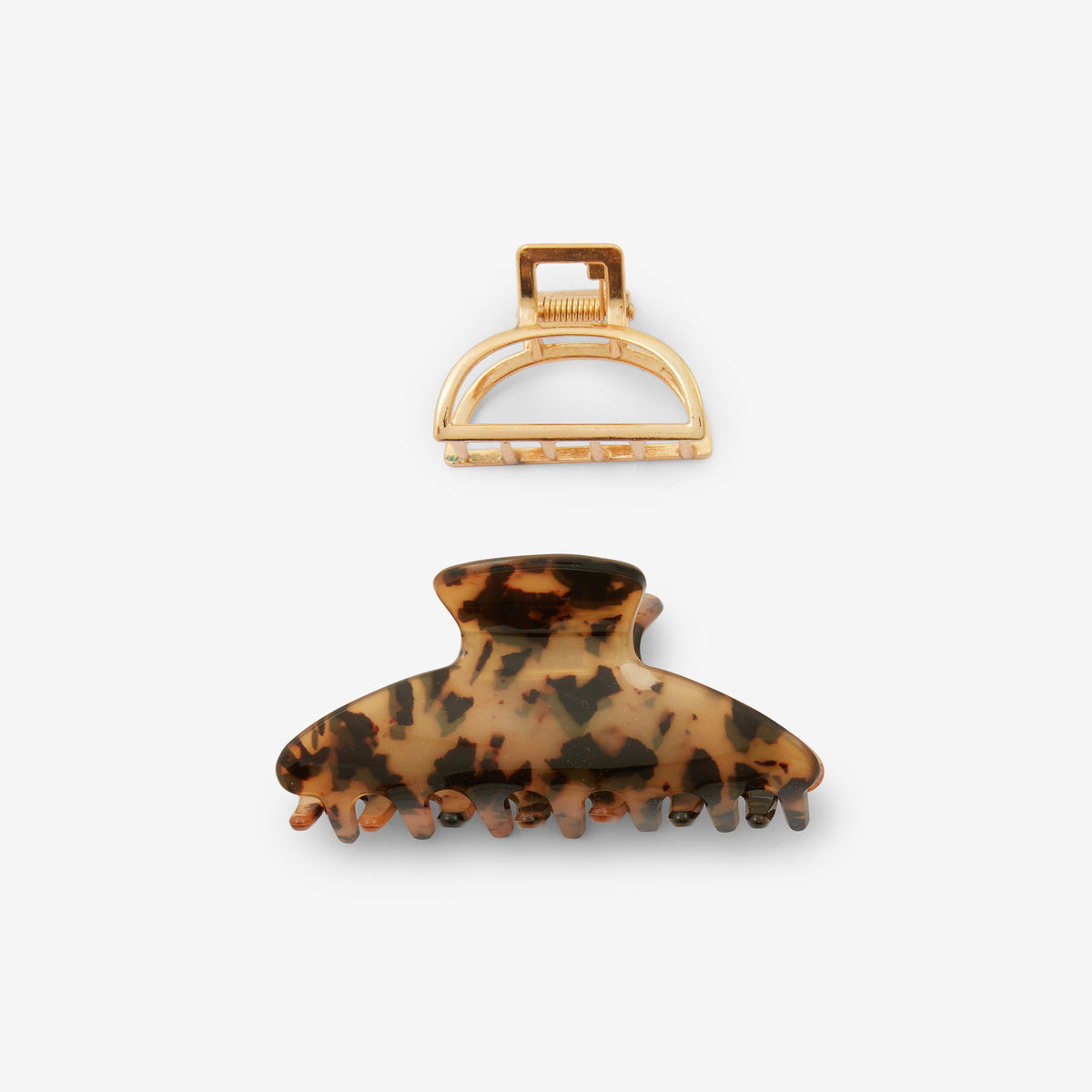 Set de 2 pinces à cheveux résine écaille et métal doré