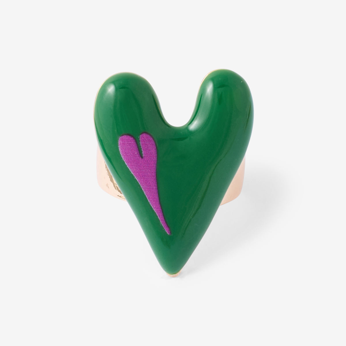 Bague cœur vert