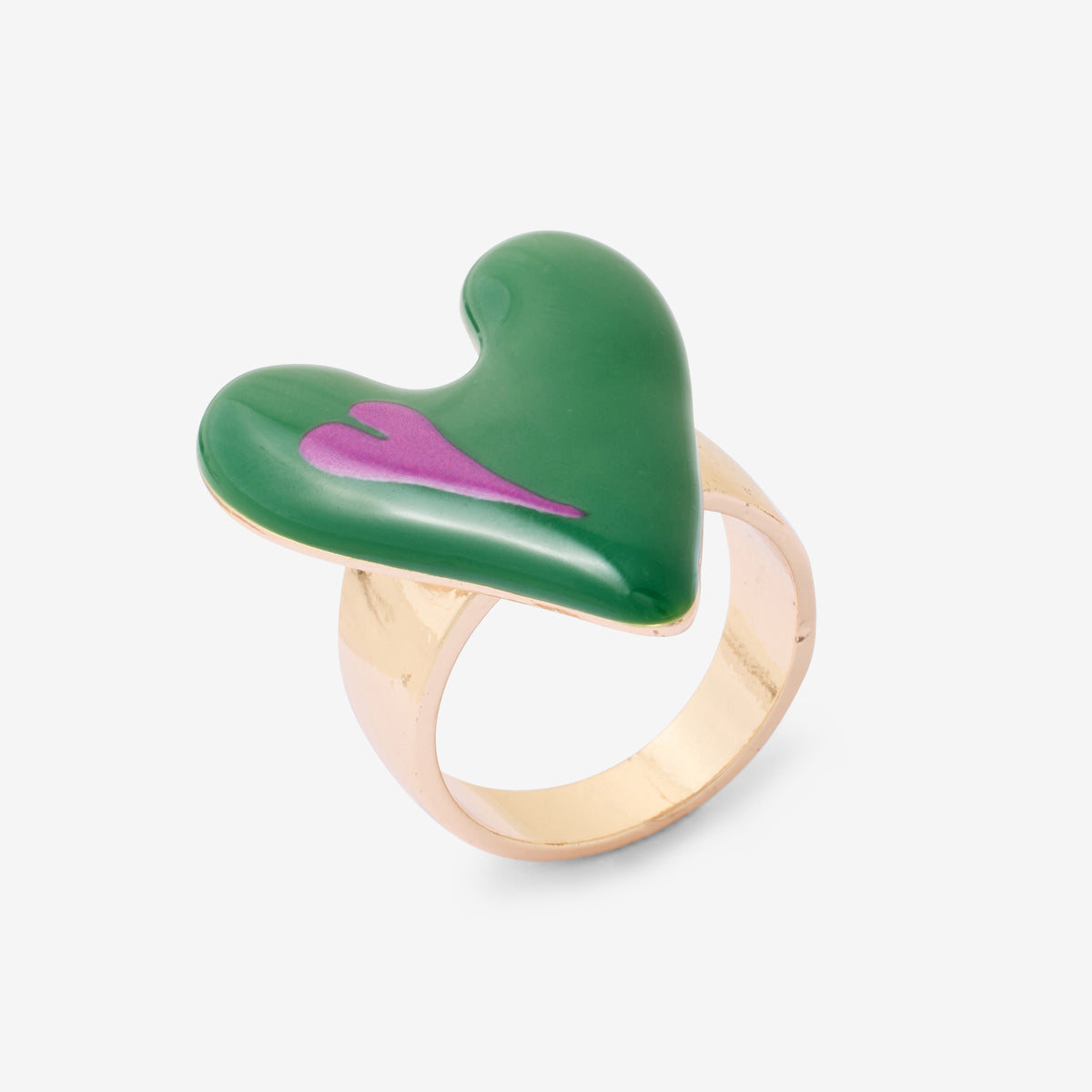 Bague cœur vert