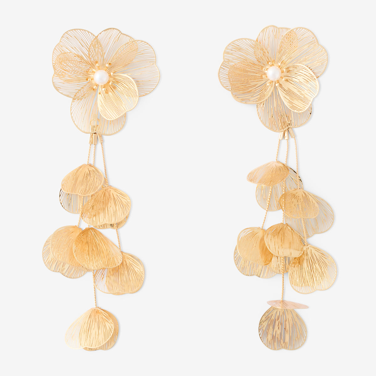 Boucles d'oreilles cascade fleurs en filigrane