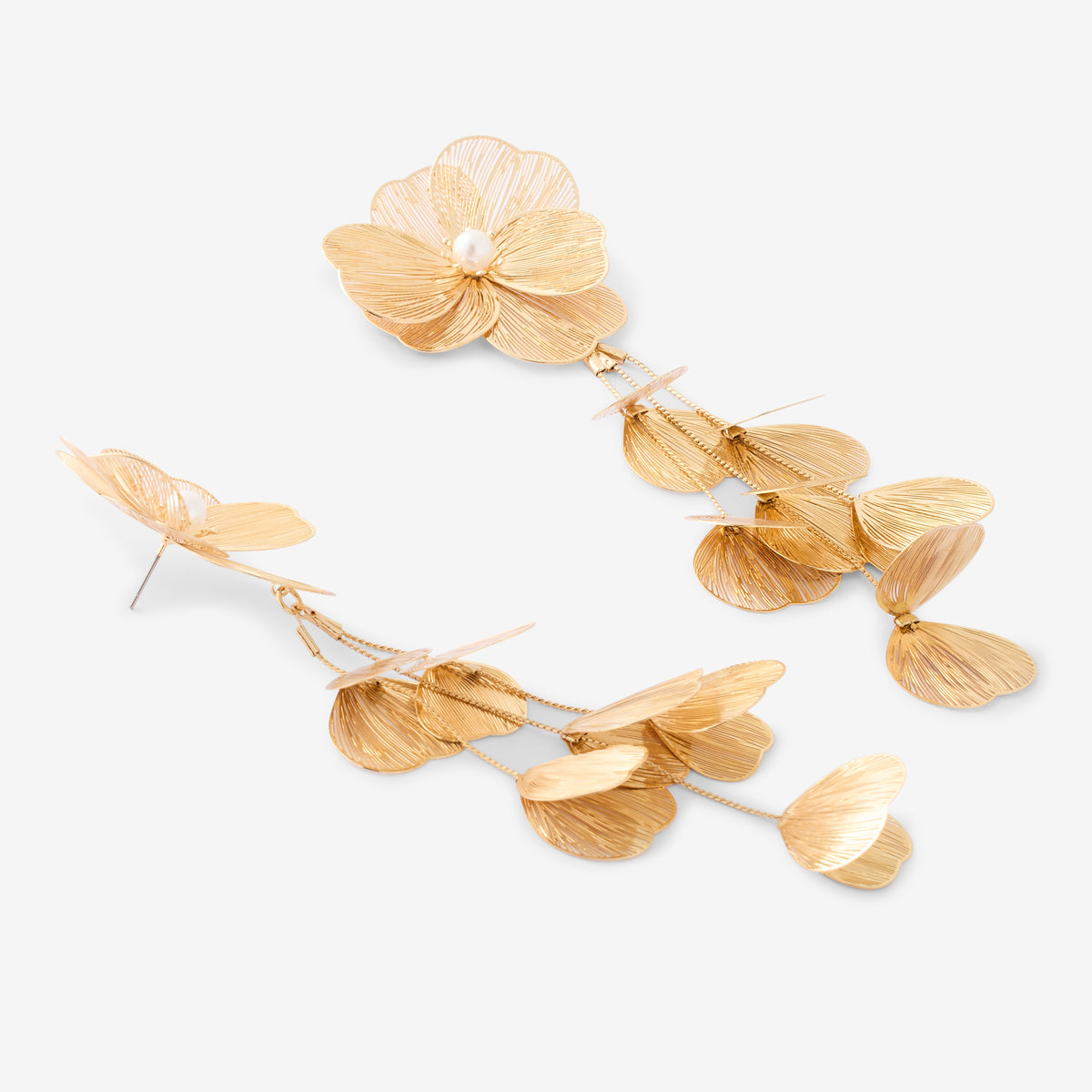 Boucles d'oreilles cascade fleurs en filigrane