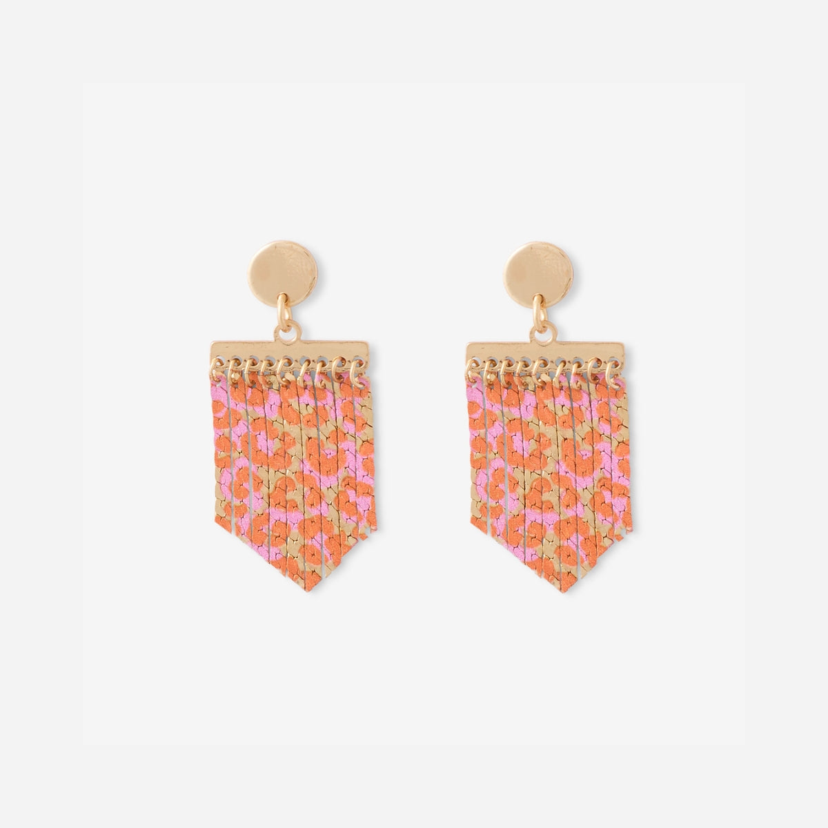 Boucles d'oreilles chaines imprimées léopard rose Balagane
