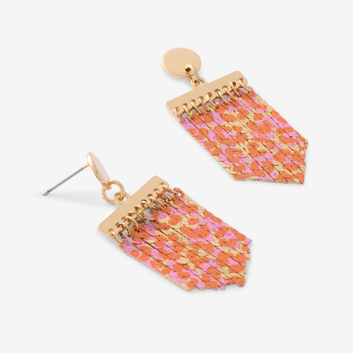 Boucles d'oreilles chaines imprimées léopard rose Balagane