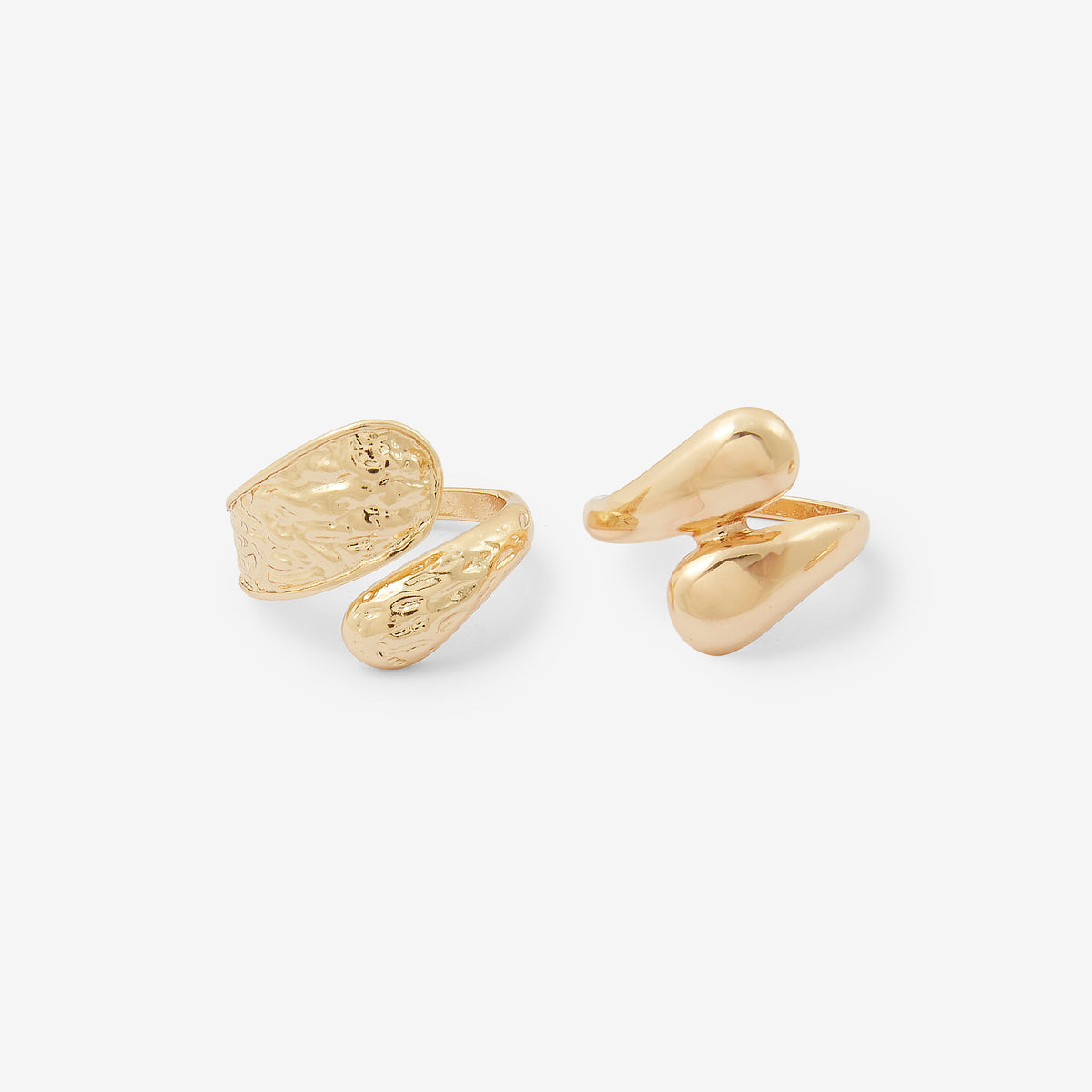 Set de 2 bagues enroulées martelée et lisse