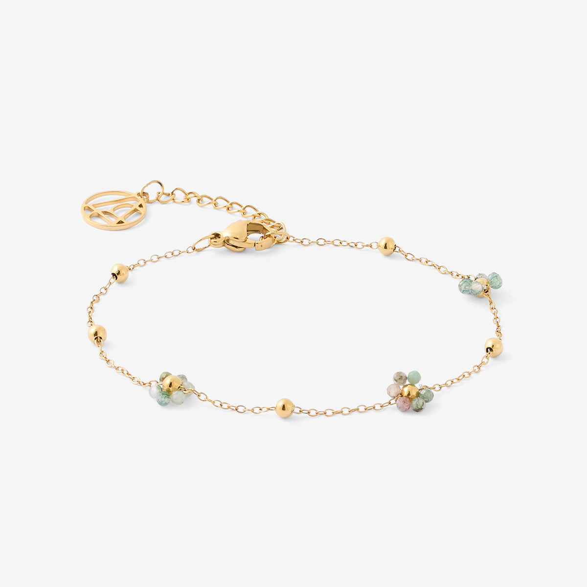 Bracelet chaine acier inoxydable avec fleurs