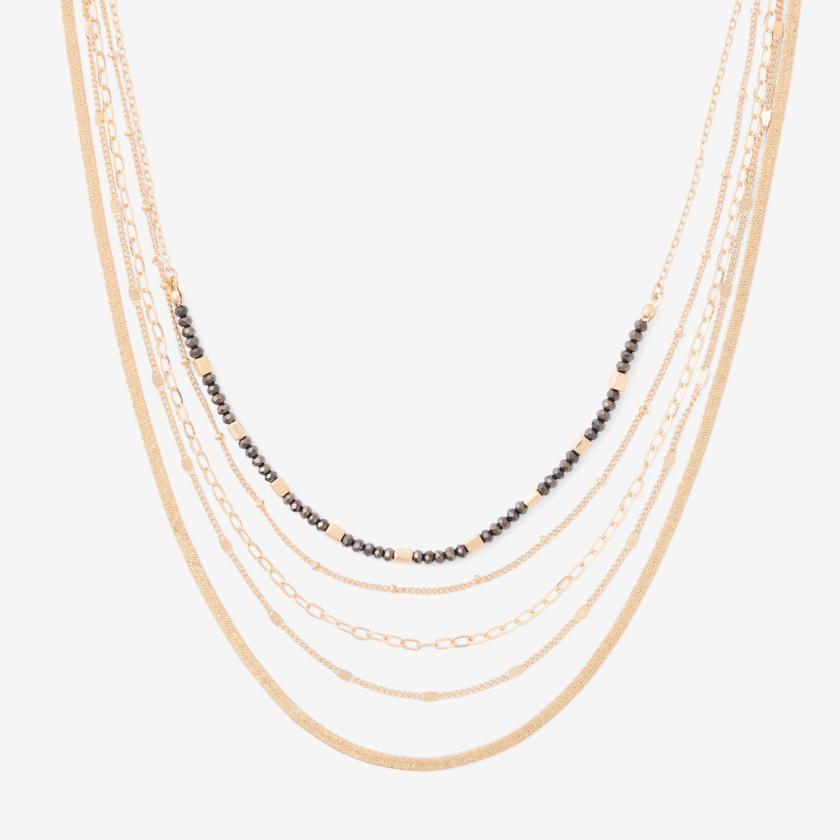 Collier 5 rangs chaînes assorties