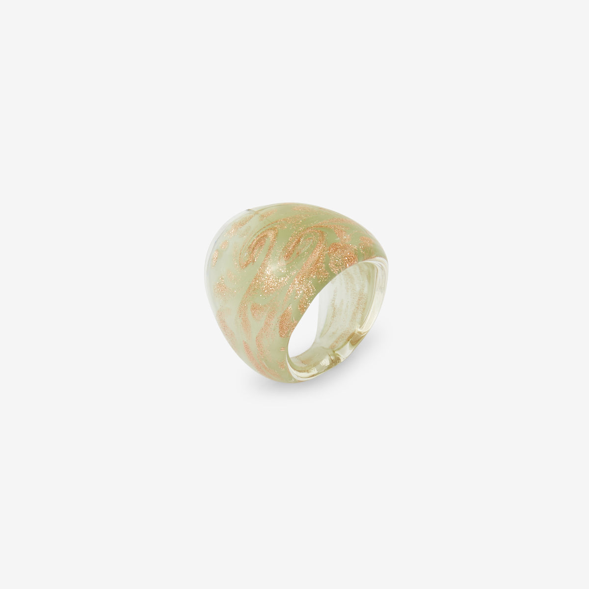 Grosse bague en verre vert aqua