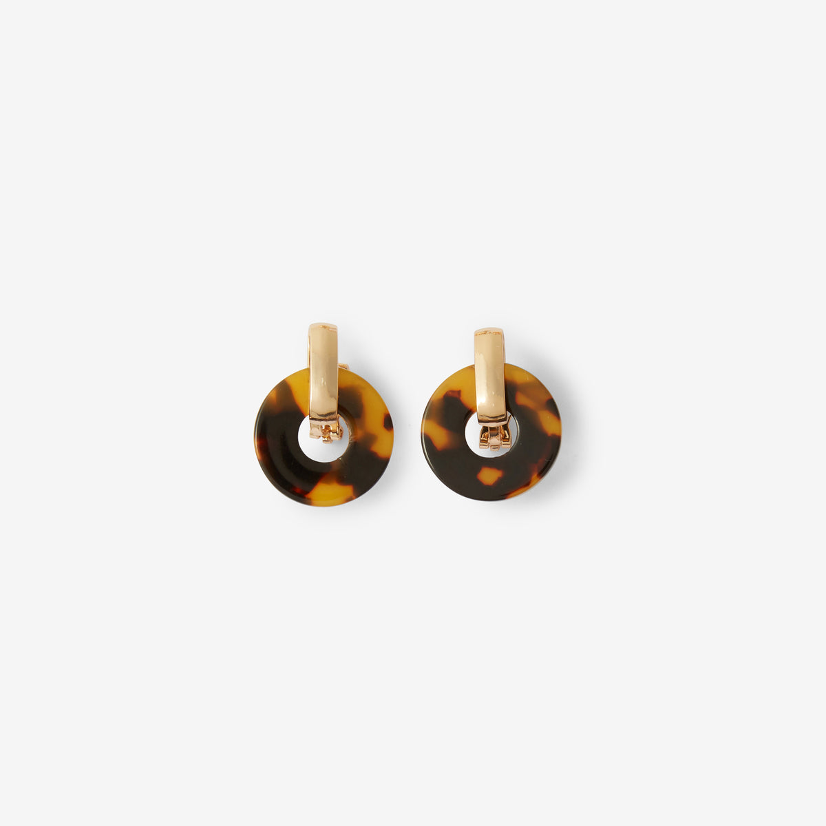 Boucles d'oreilles à clips rondes effet écaille marron
