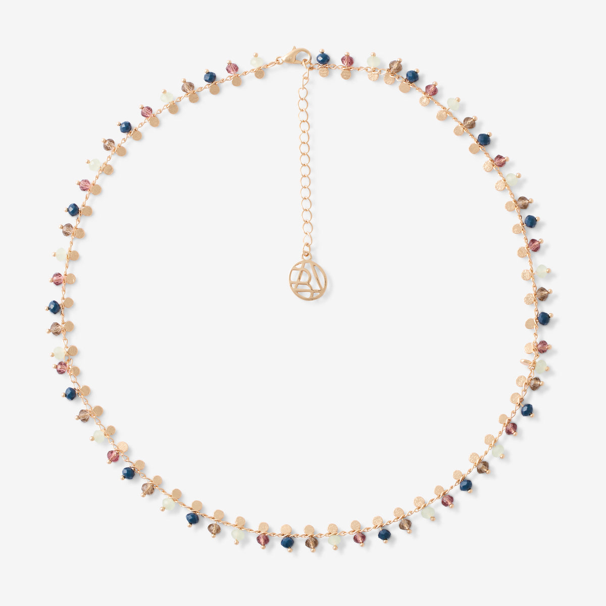 Collier perles à facettes multicolore