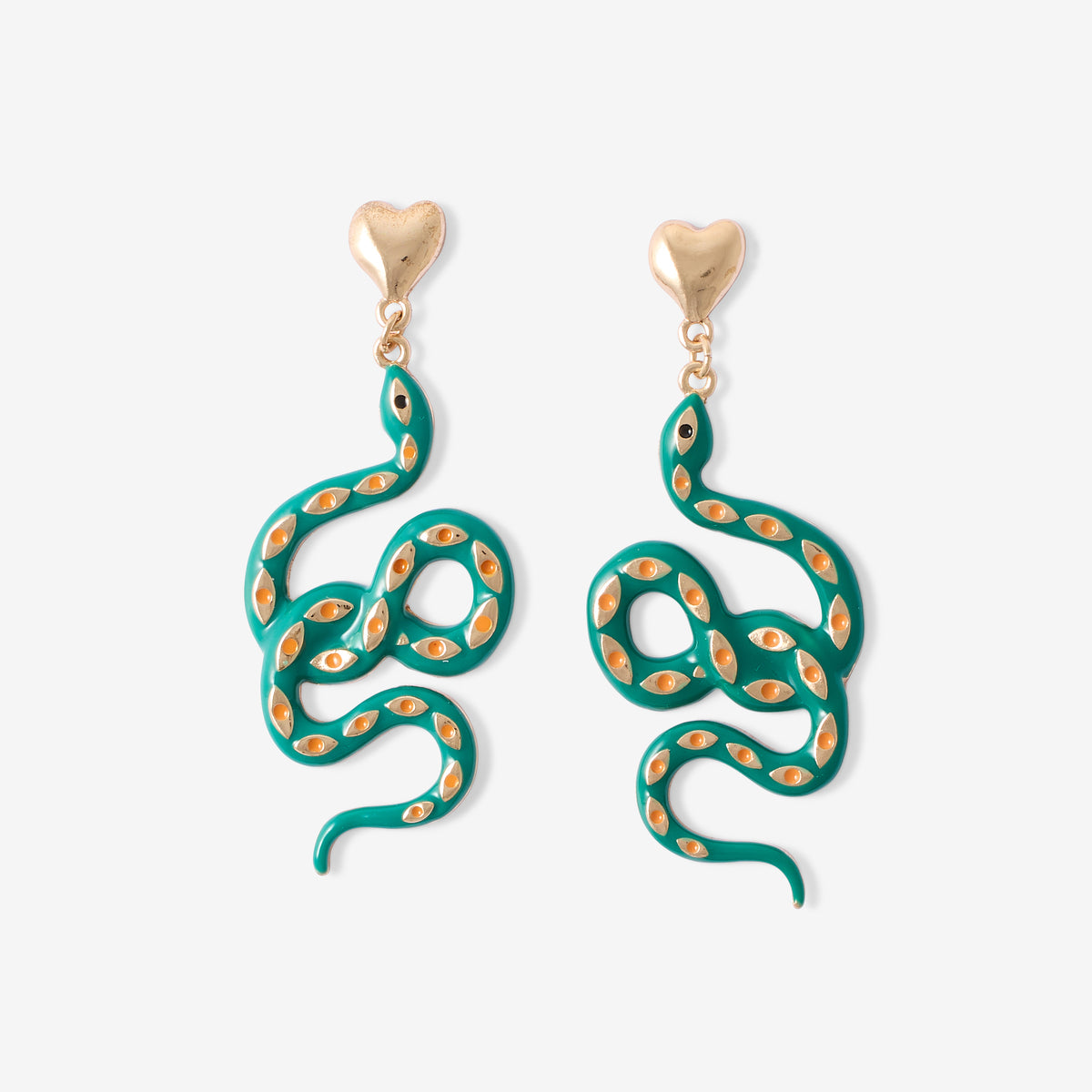 Boucles d'oreilles serpent vert