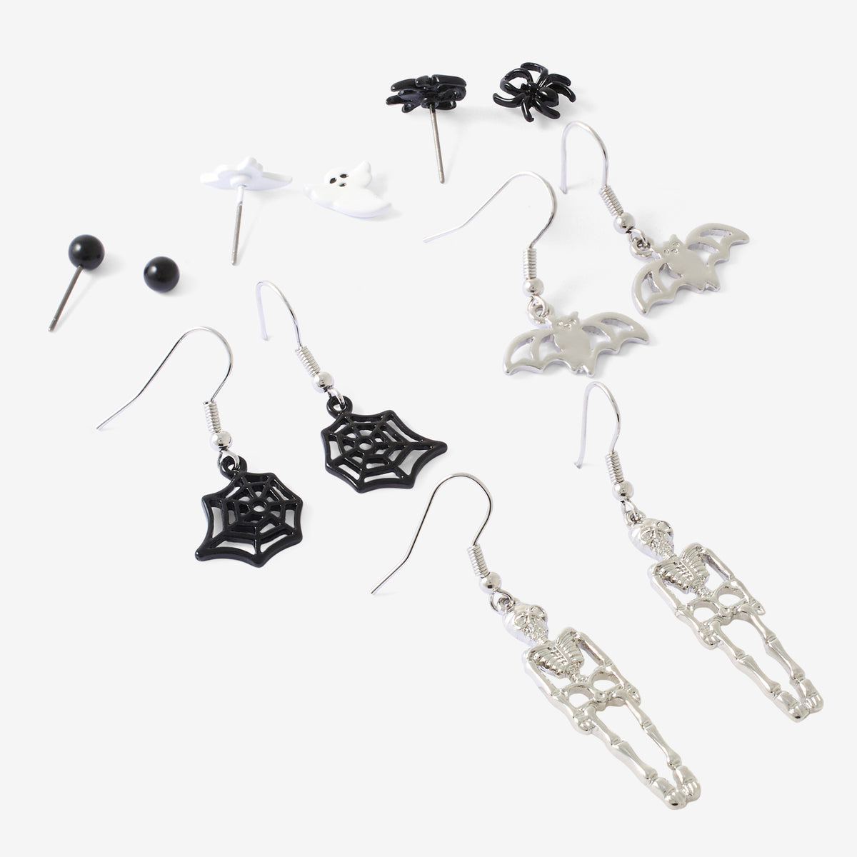 Set de 6 paires de boucles d'oreilles fantaisie Halloween