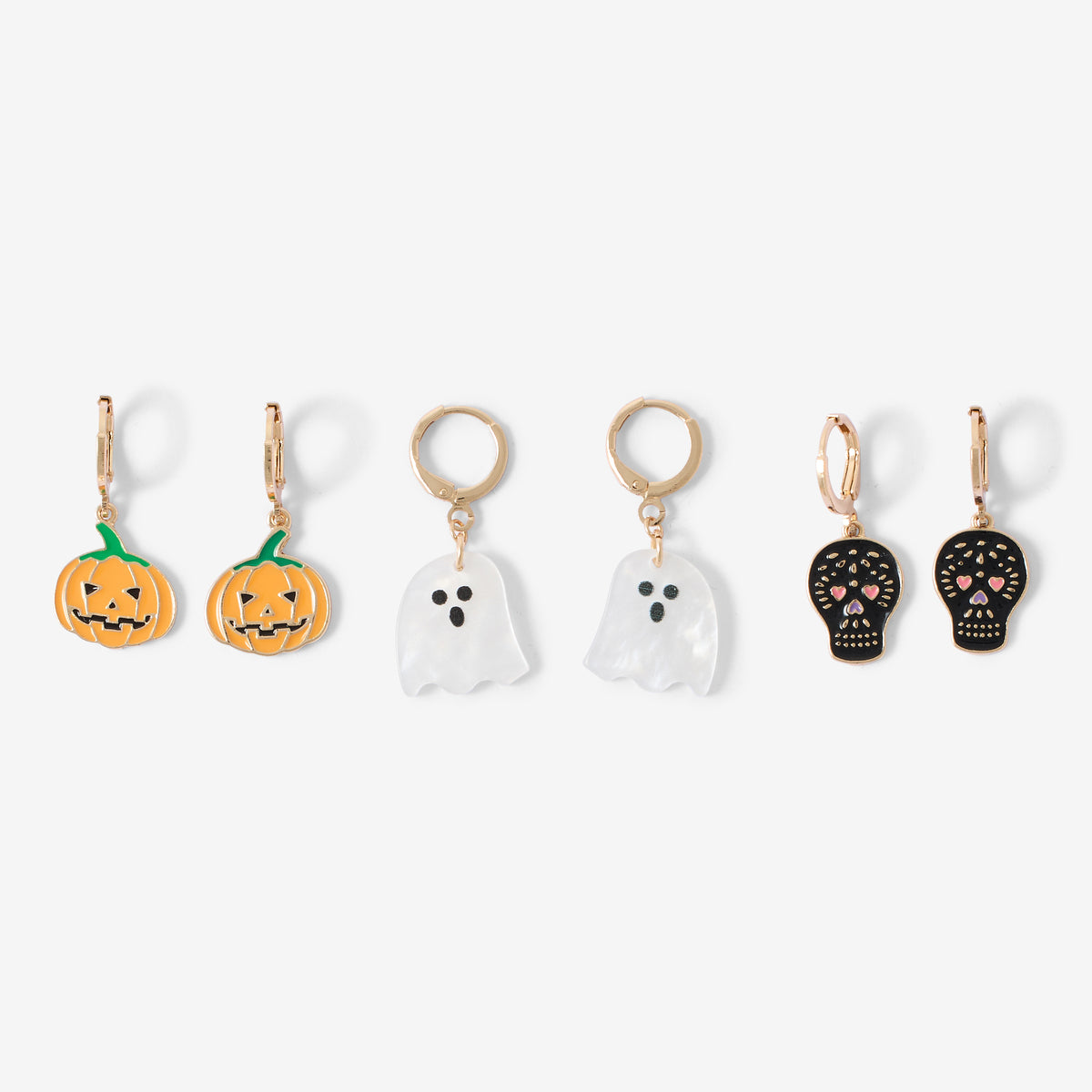 Set de 3 paires de créoles fantaisie Halloween